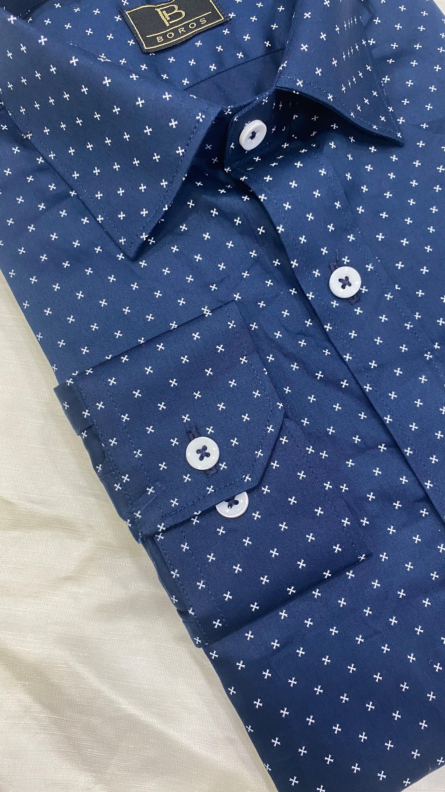 Cobalt Dark Blue Print Shirts