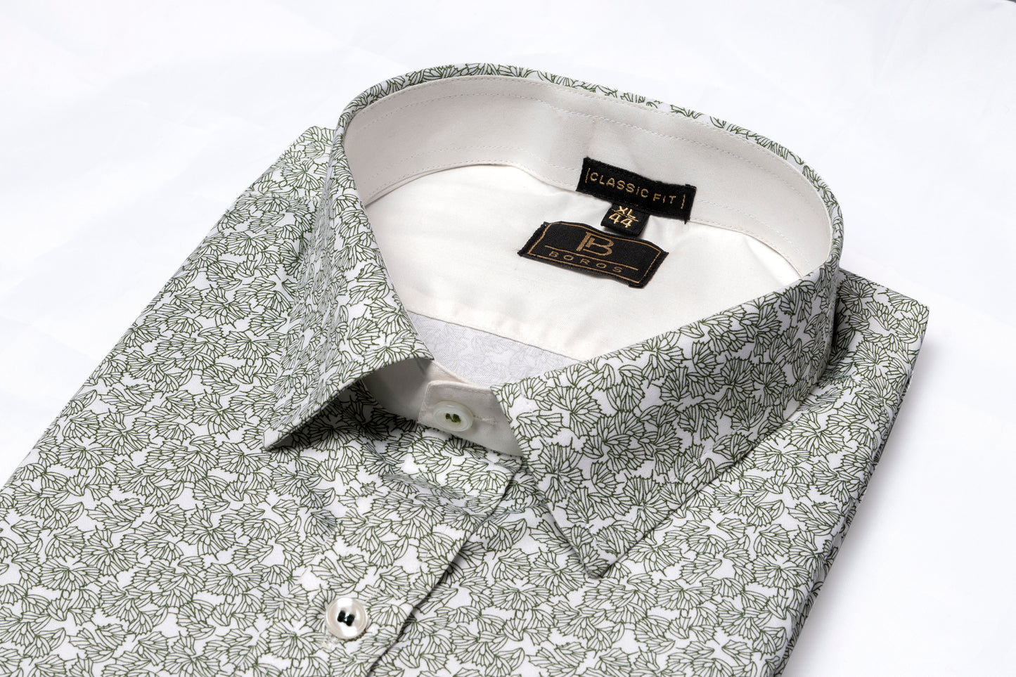 Green White Floral Shirt