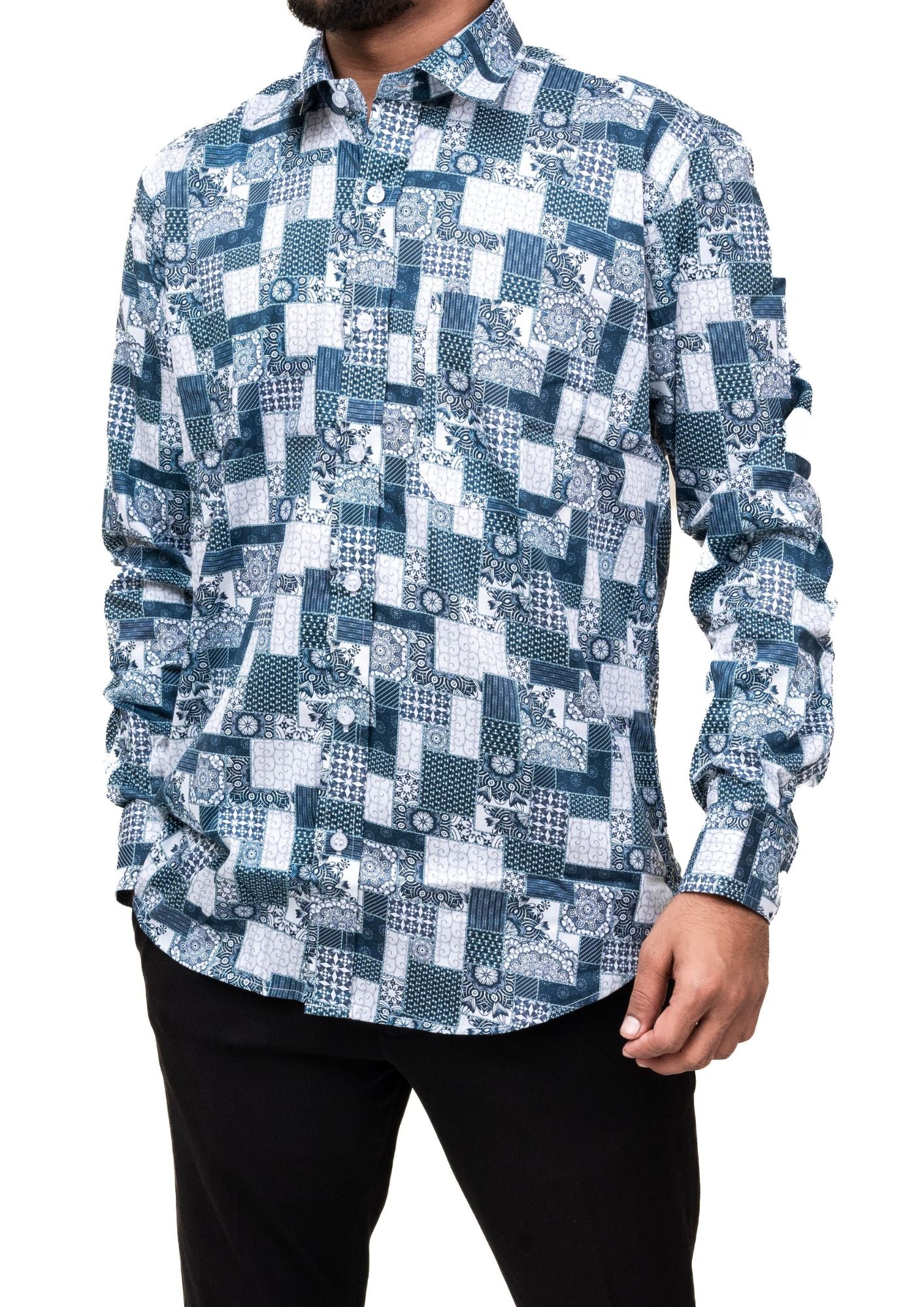 Rotomac Blue Printed Shirt