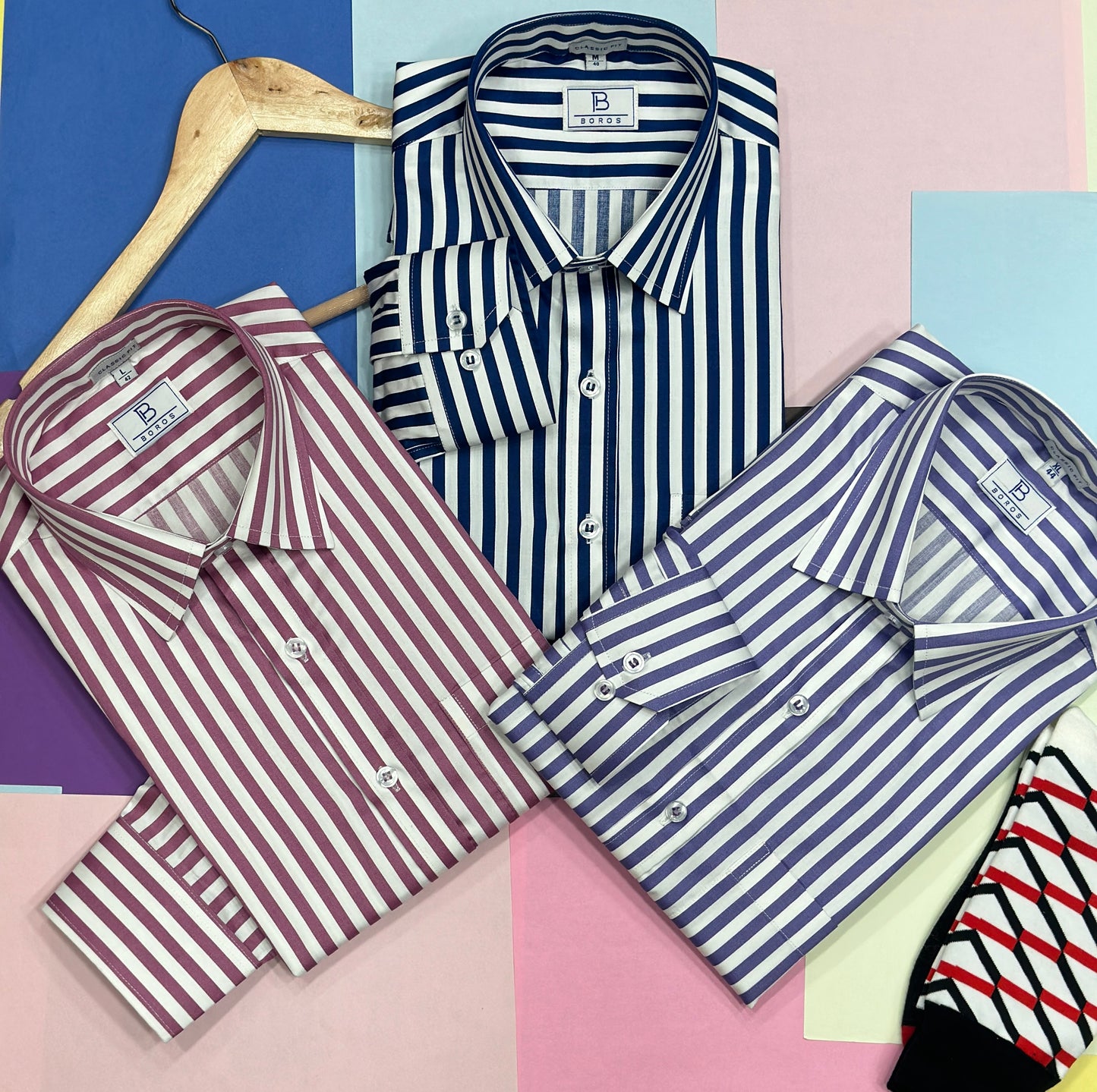 White & Purple Stripes Shirt