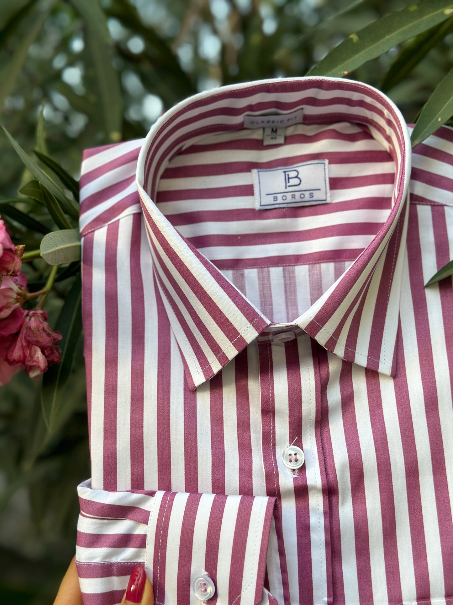 White & Pink Stripes Shirt