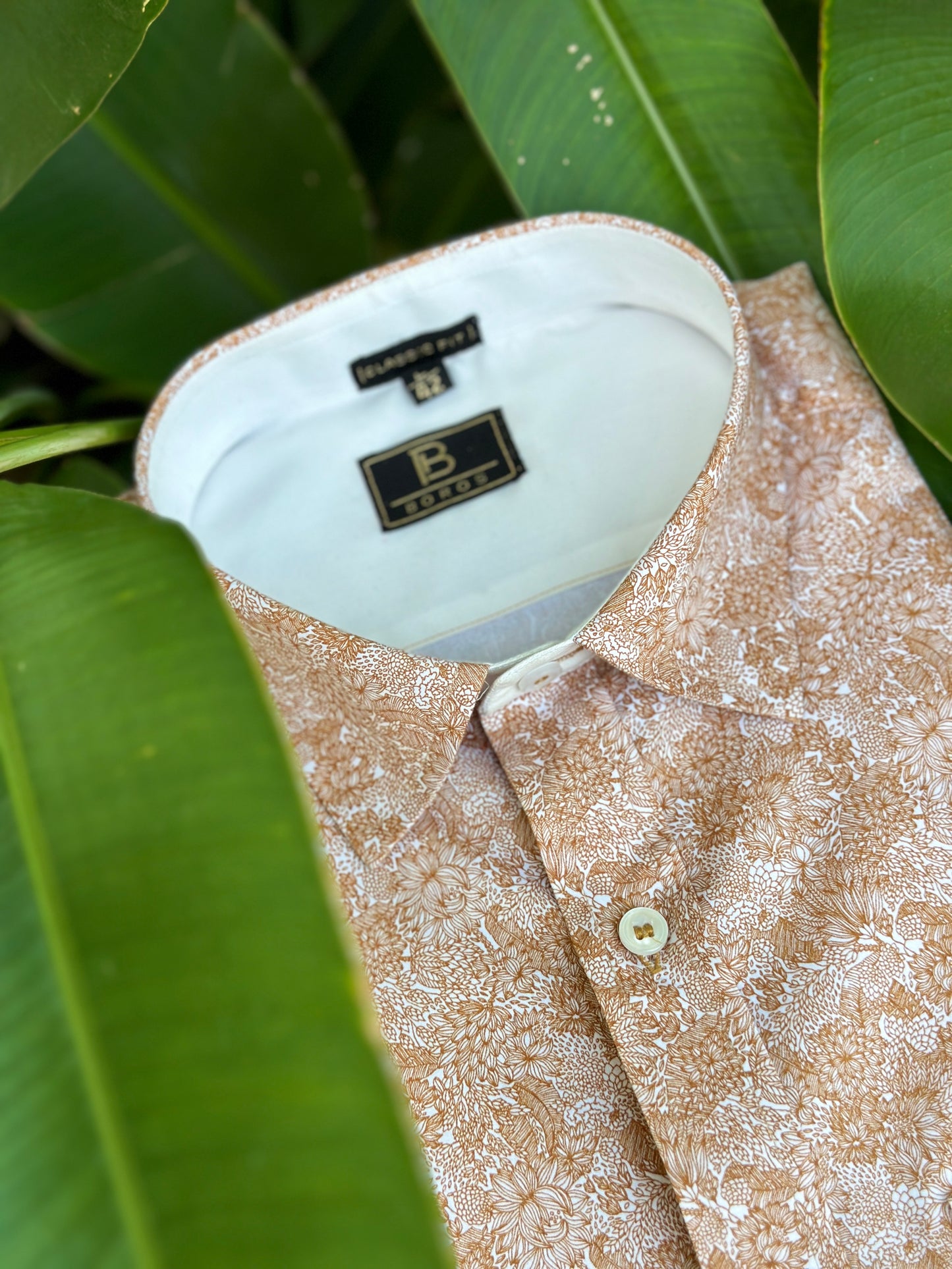 Beige White Floral Shirt