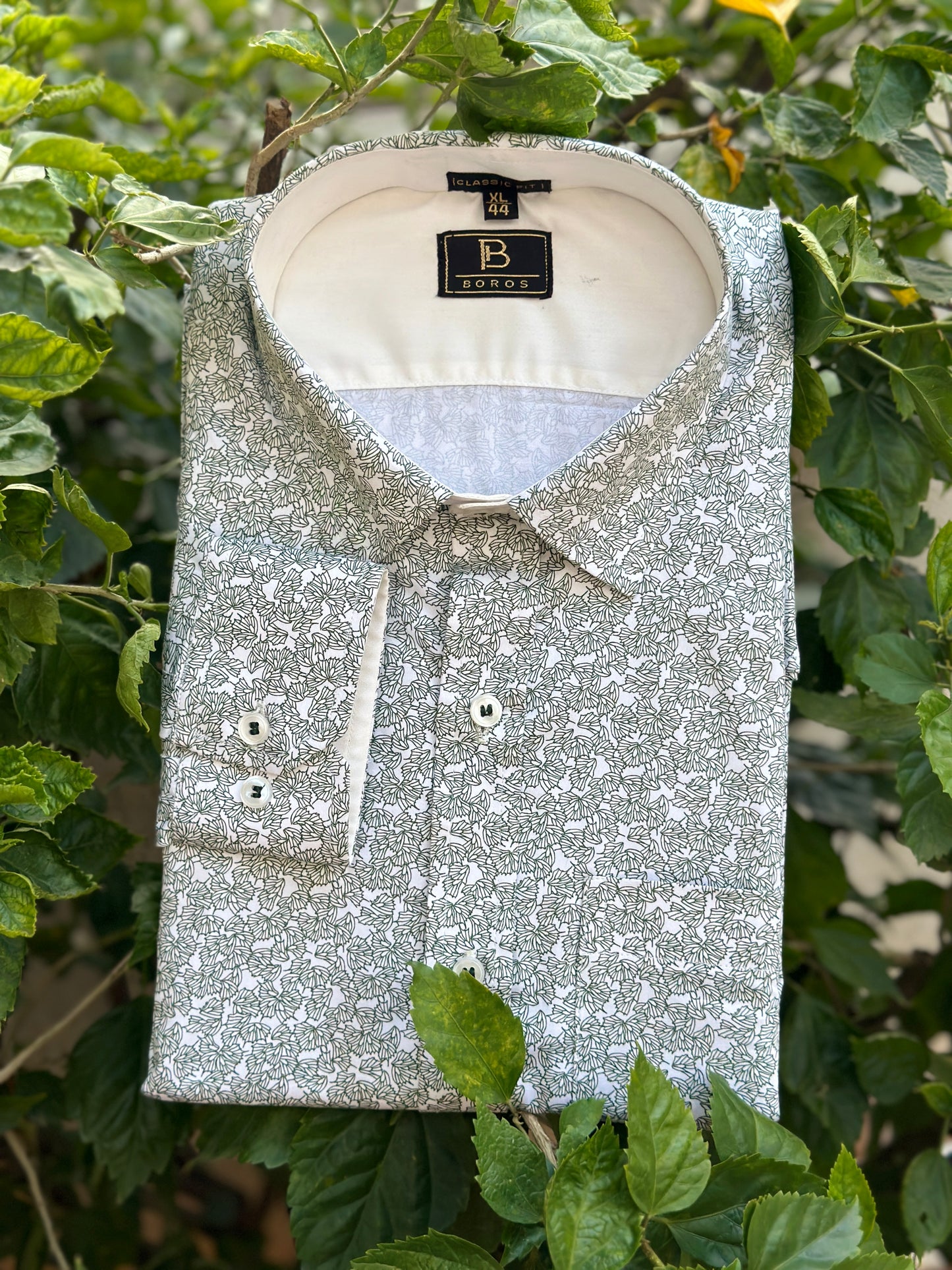 Green White Floral Shirt