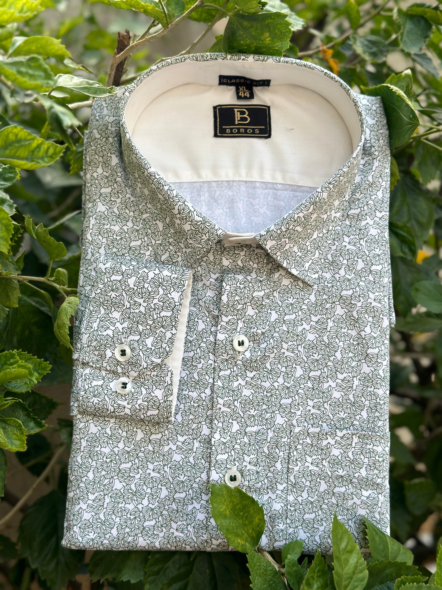 Green White Floral Shirt