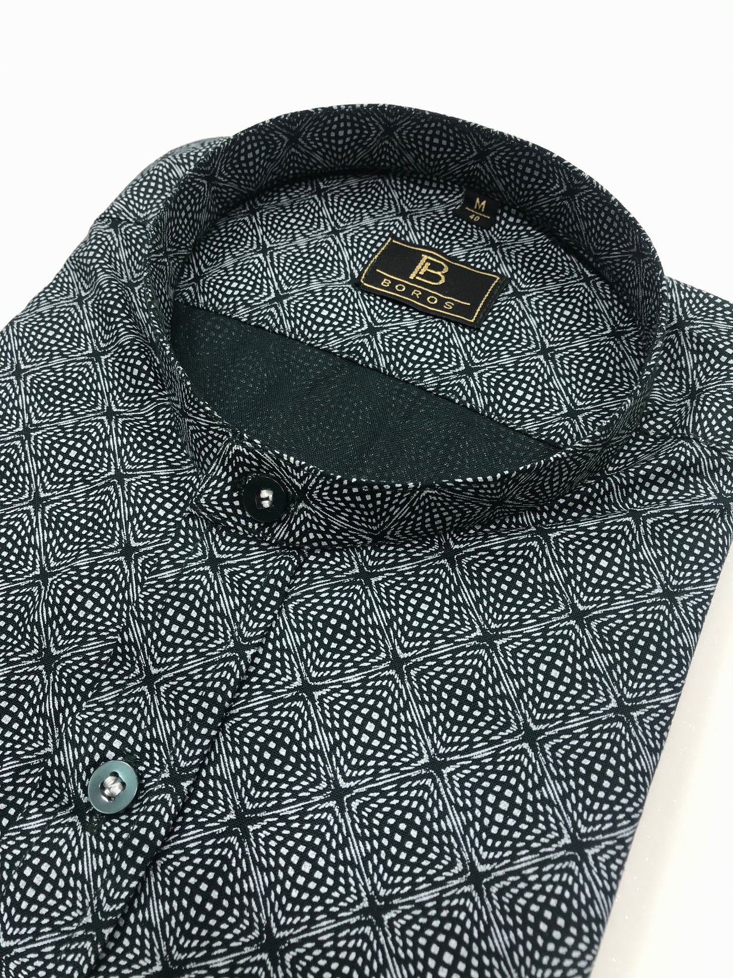 Dark Green Square Printed Shirt