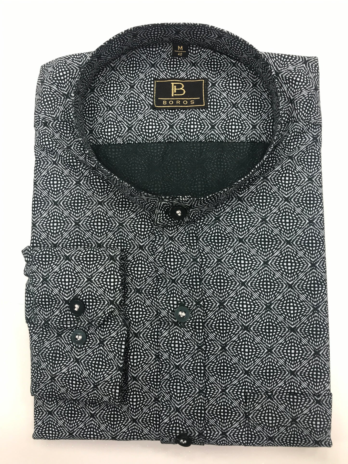 Dark Green Square Printed Shirt