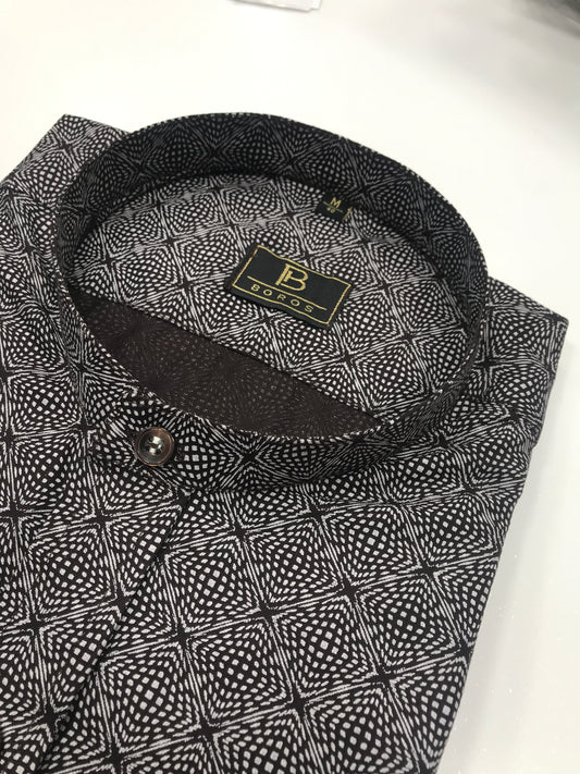 Brown Square Printed Shirt