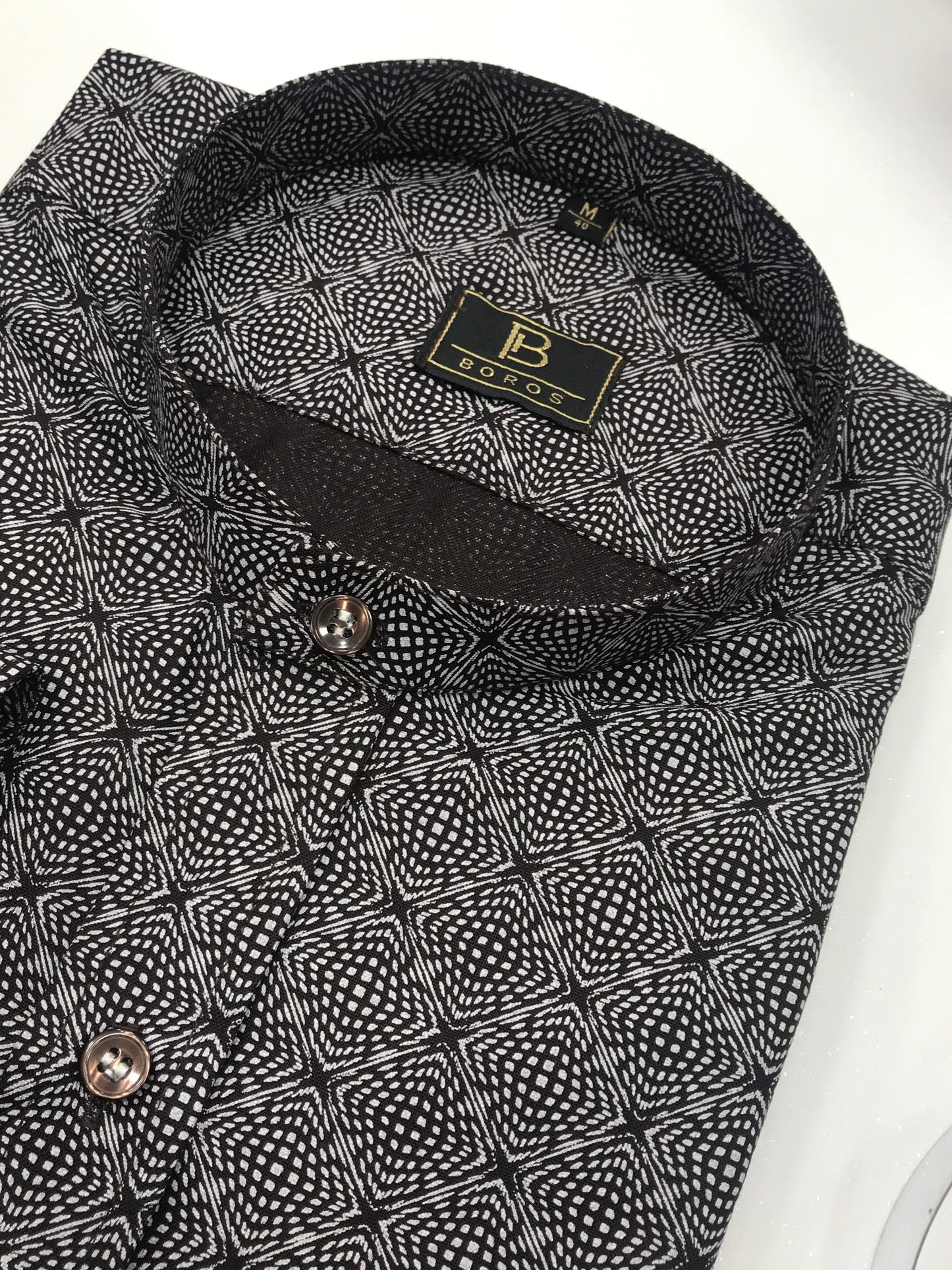 Brown Square Printed Shirt