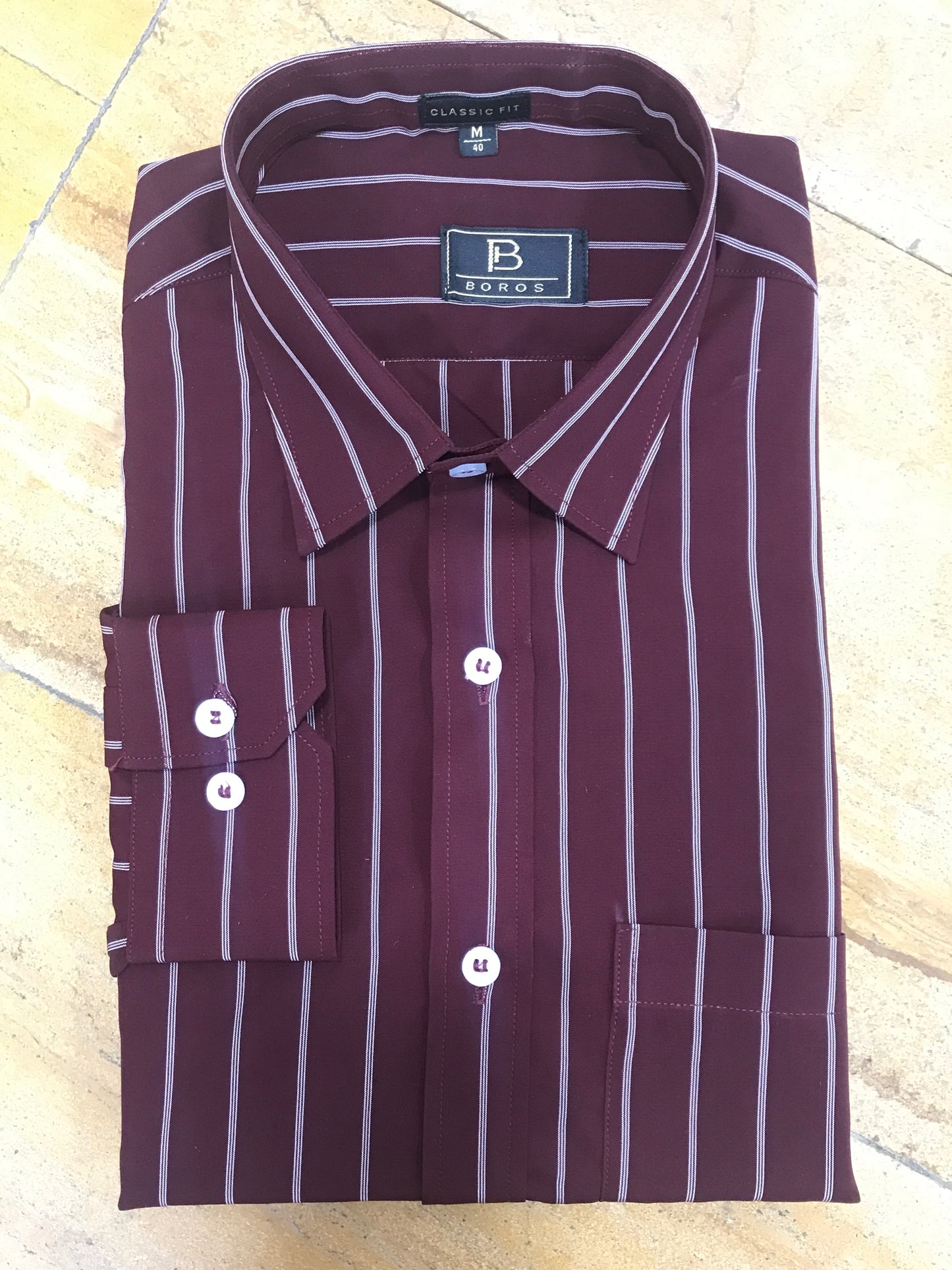 Maroon White Stripes Shirt