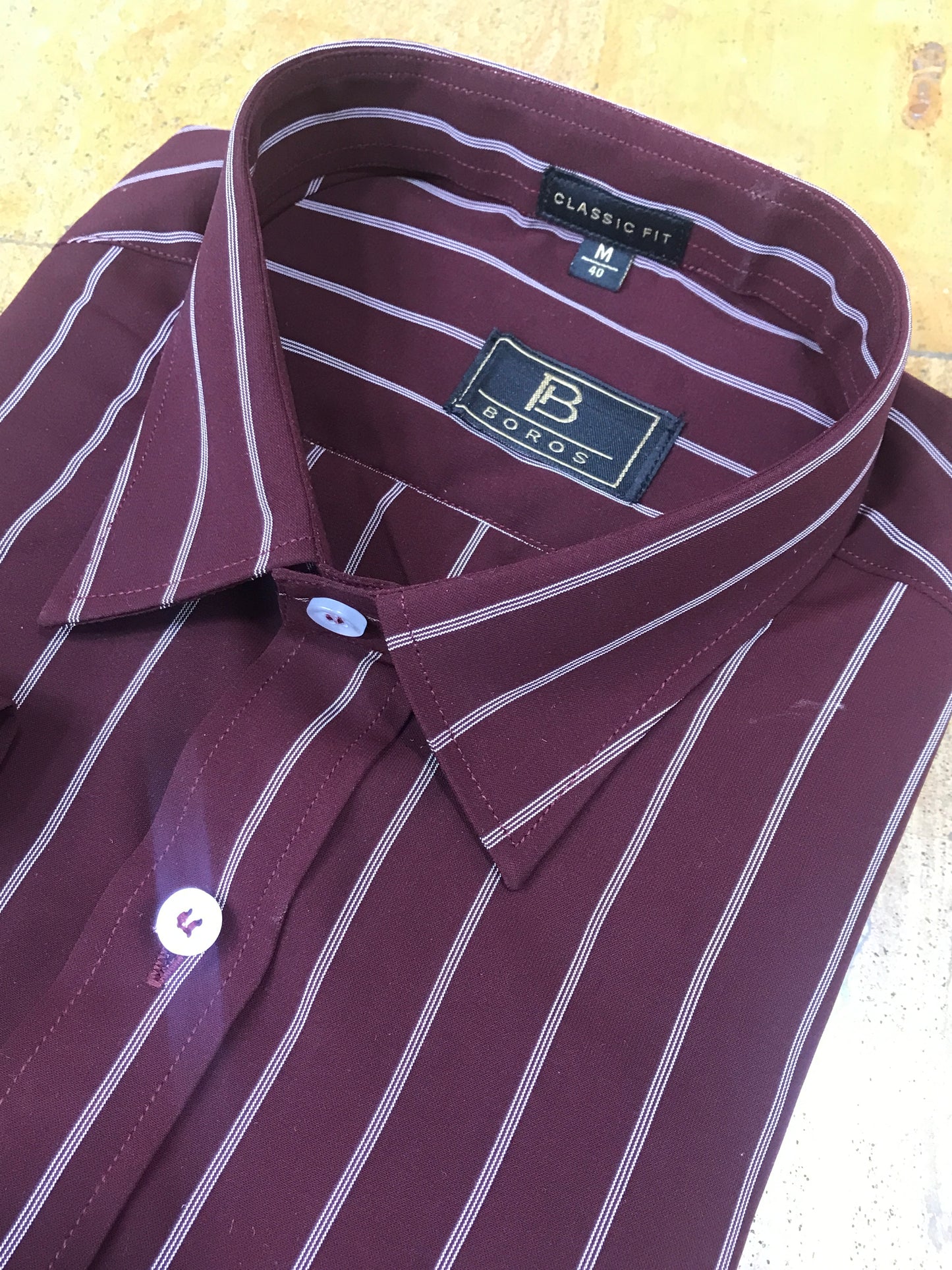 Maroon White Stripes Shirt