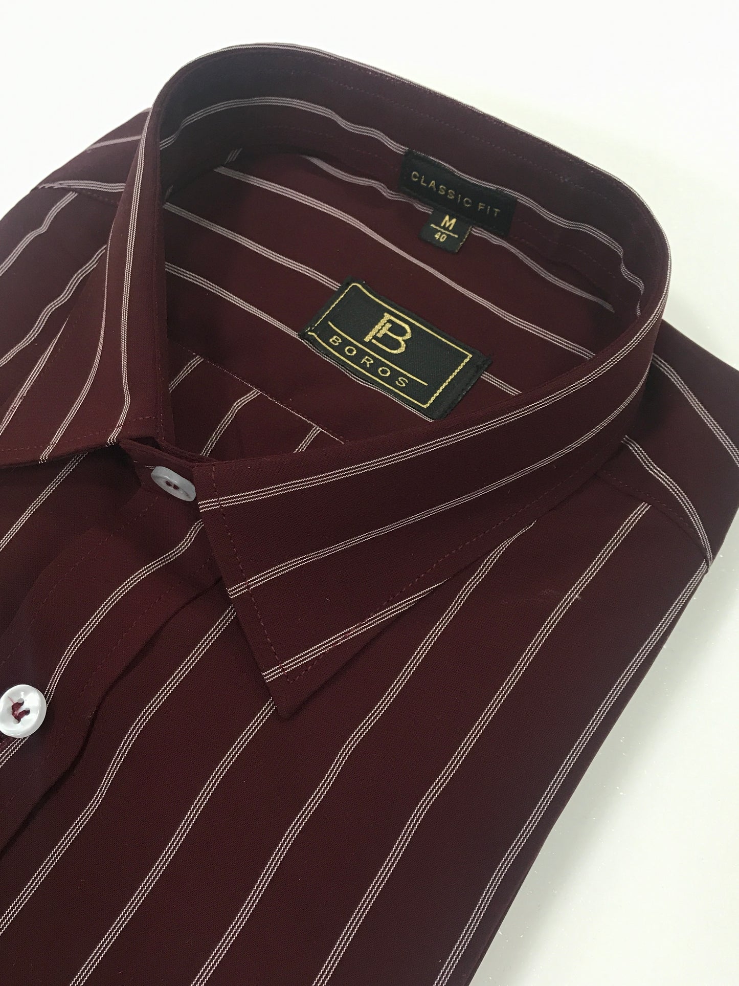 Maroon White Stripes Shirt