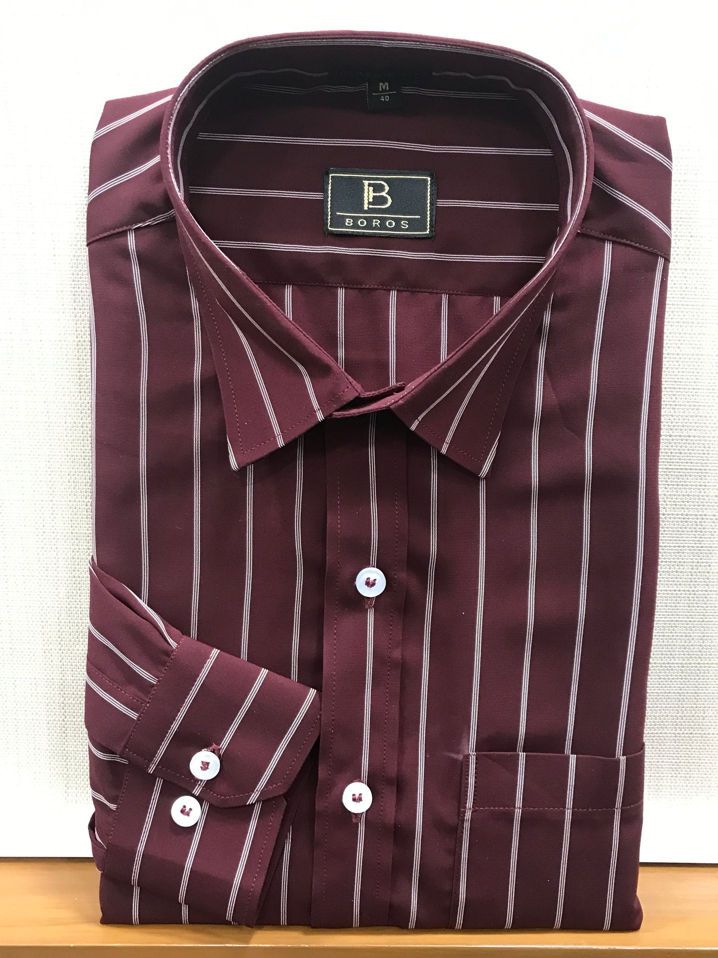 Maroon White Stripes Shirt