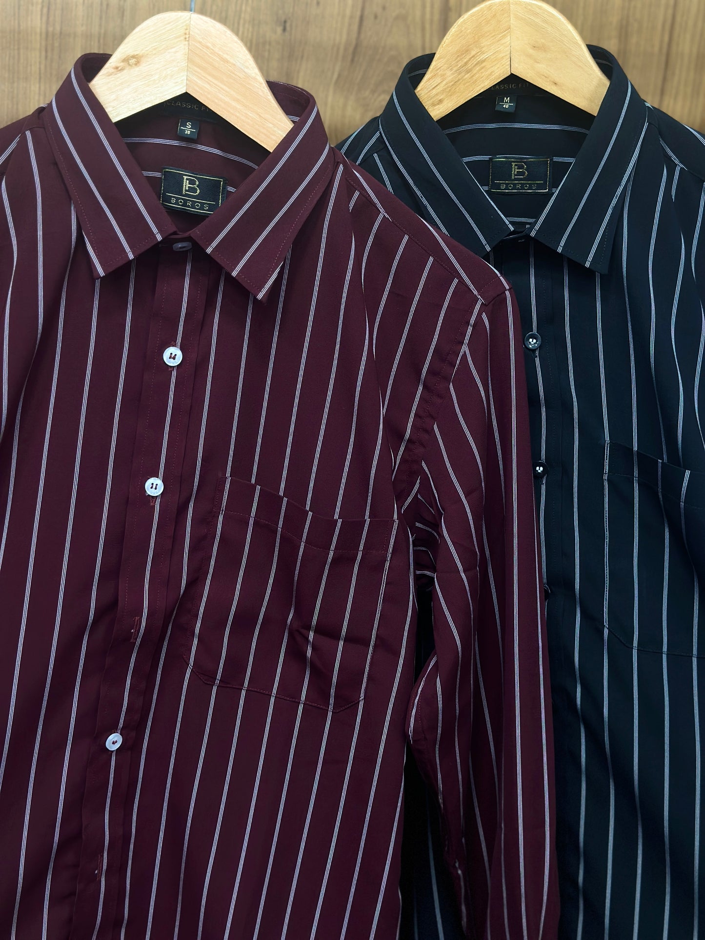 Maroon White Stripes Shirt