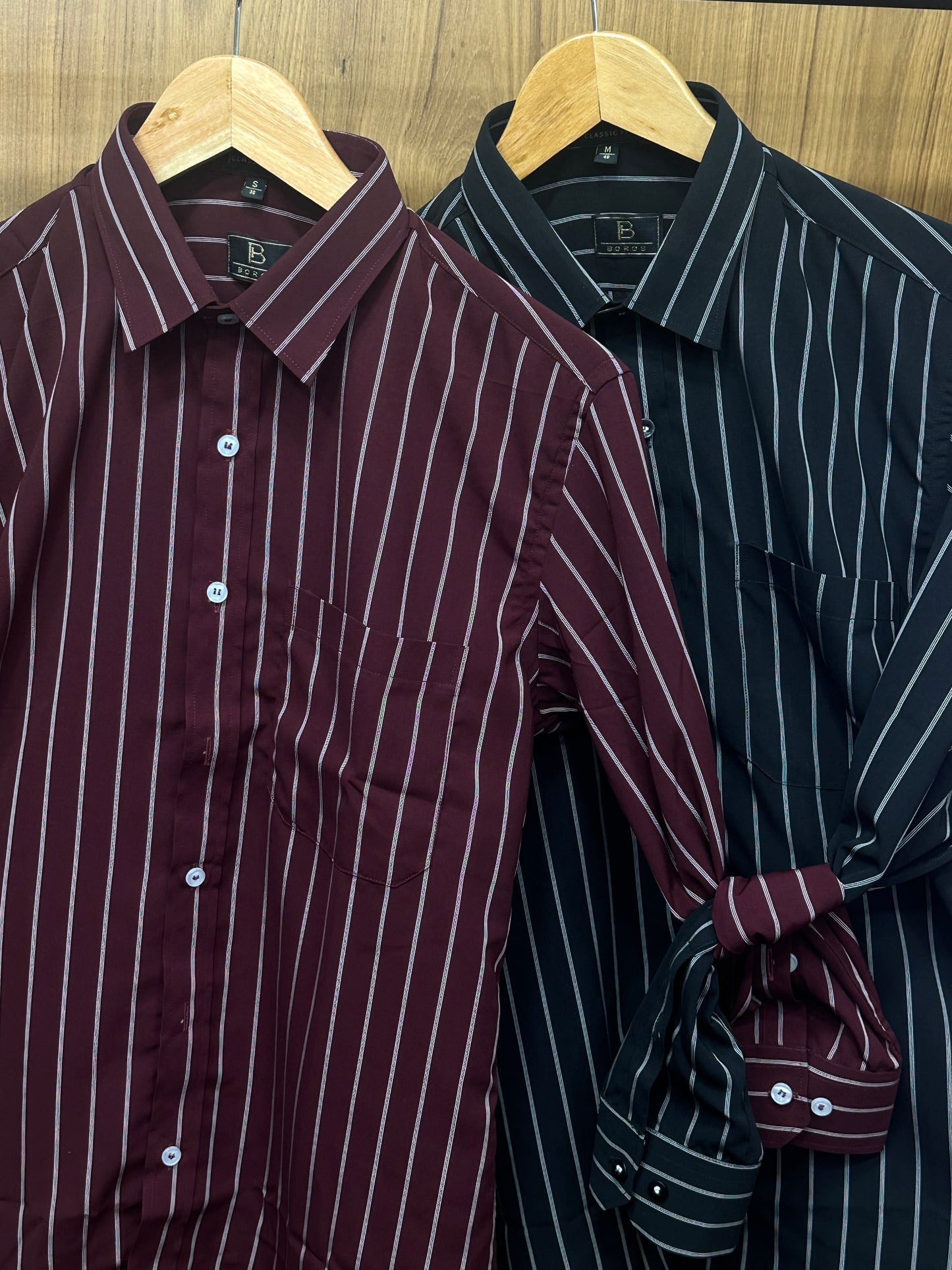 Maroon White Stripes Shirt