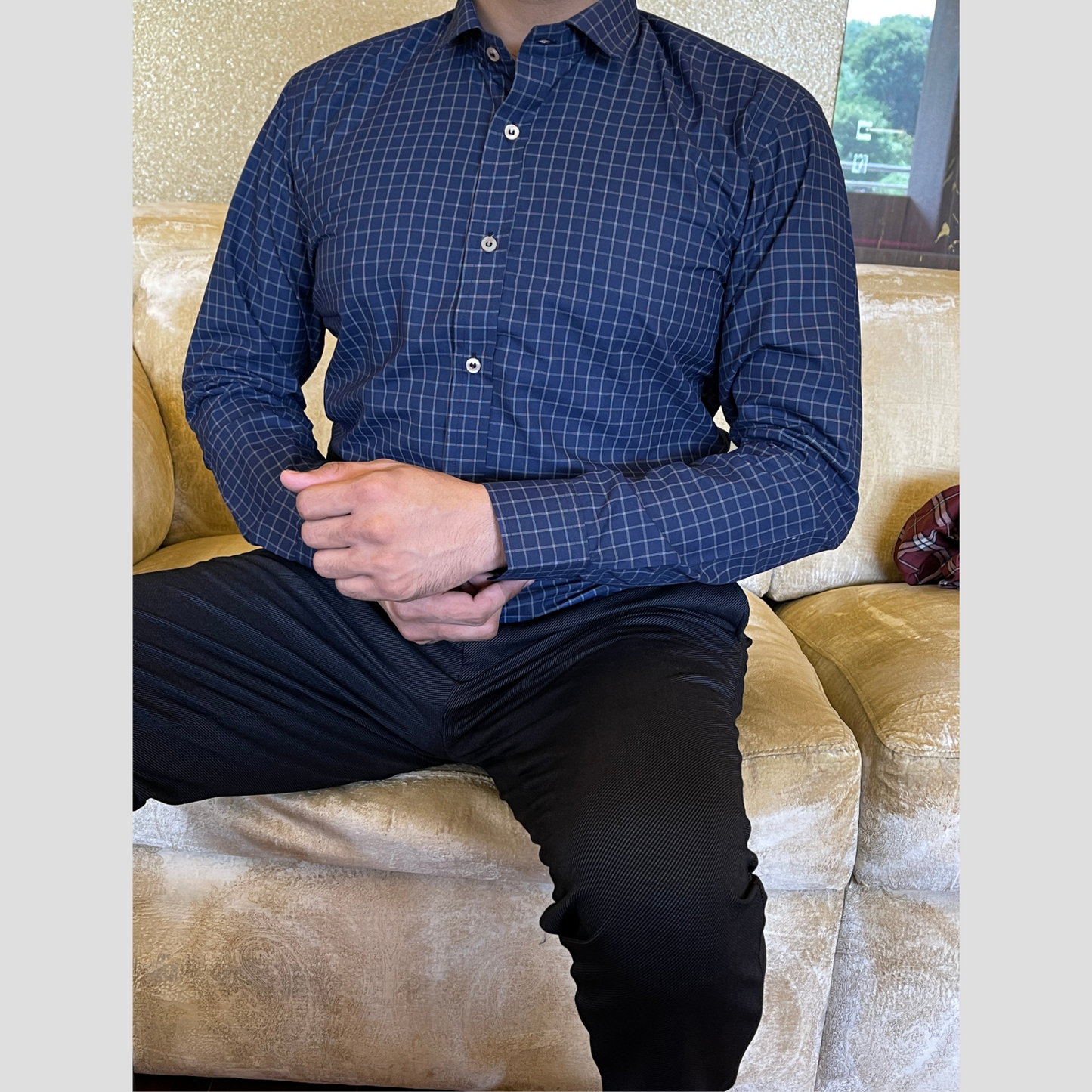 Deep Blue Grid Shirt