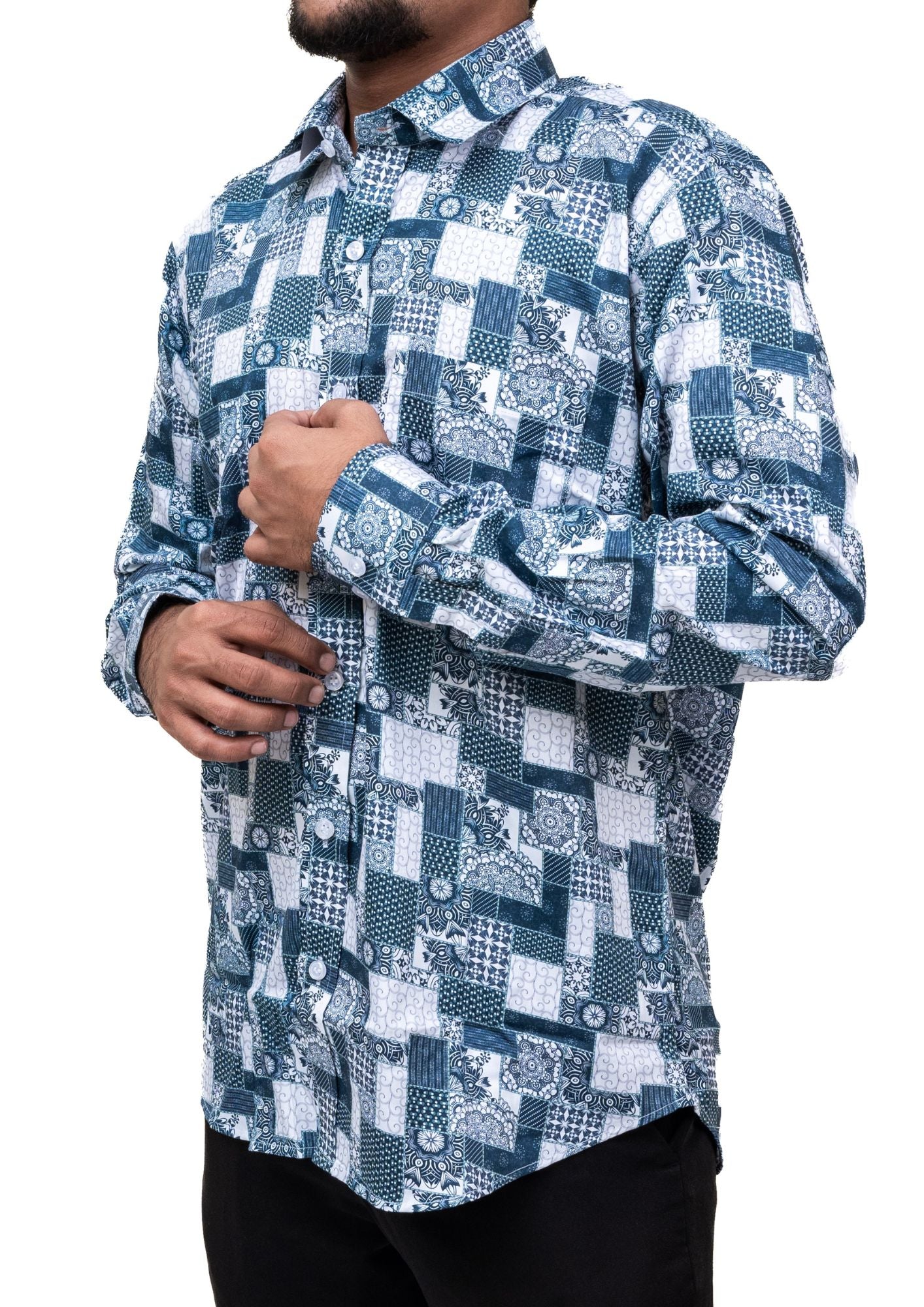 Rotomac Blue Printed Shirt
