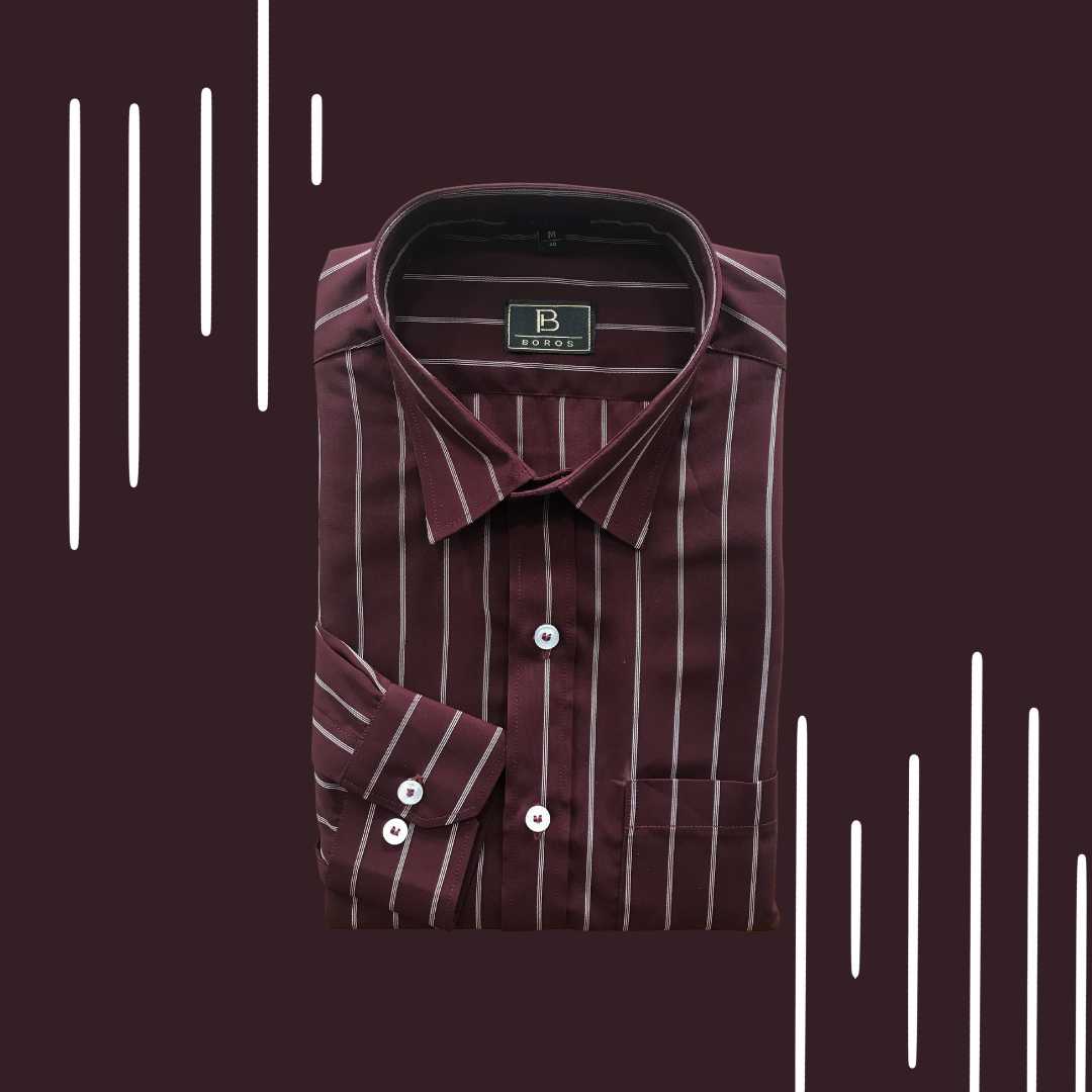 Maroon White Stripes Shirt