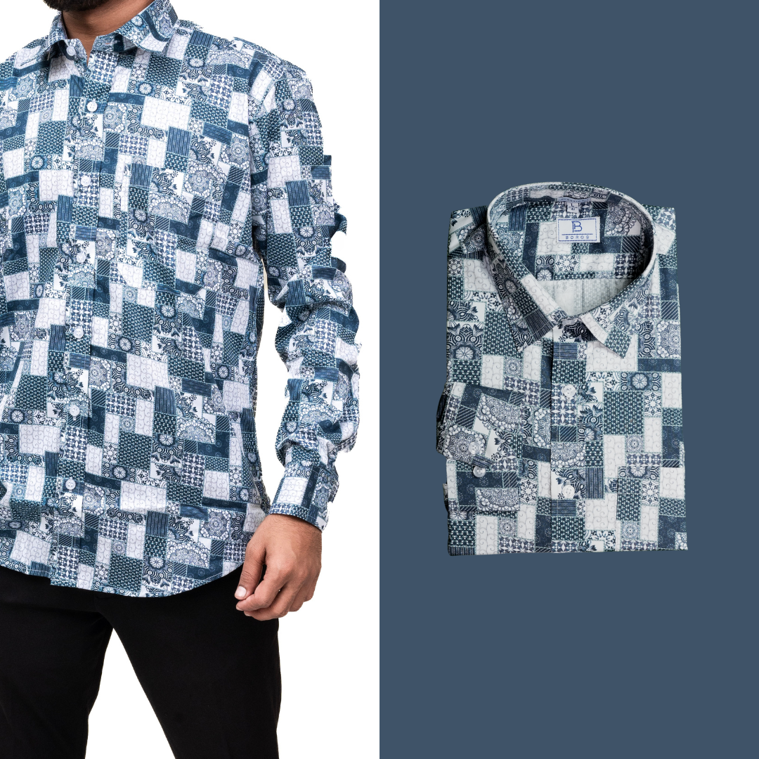Rotomac Blue Printed Shirt