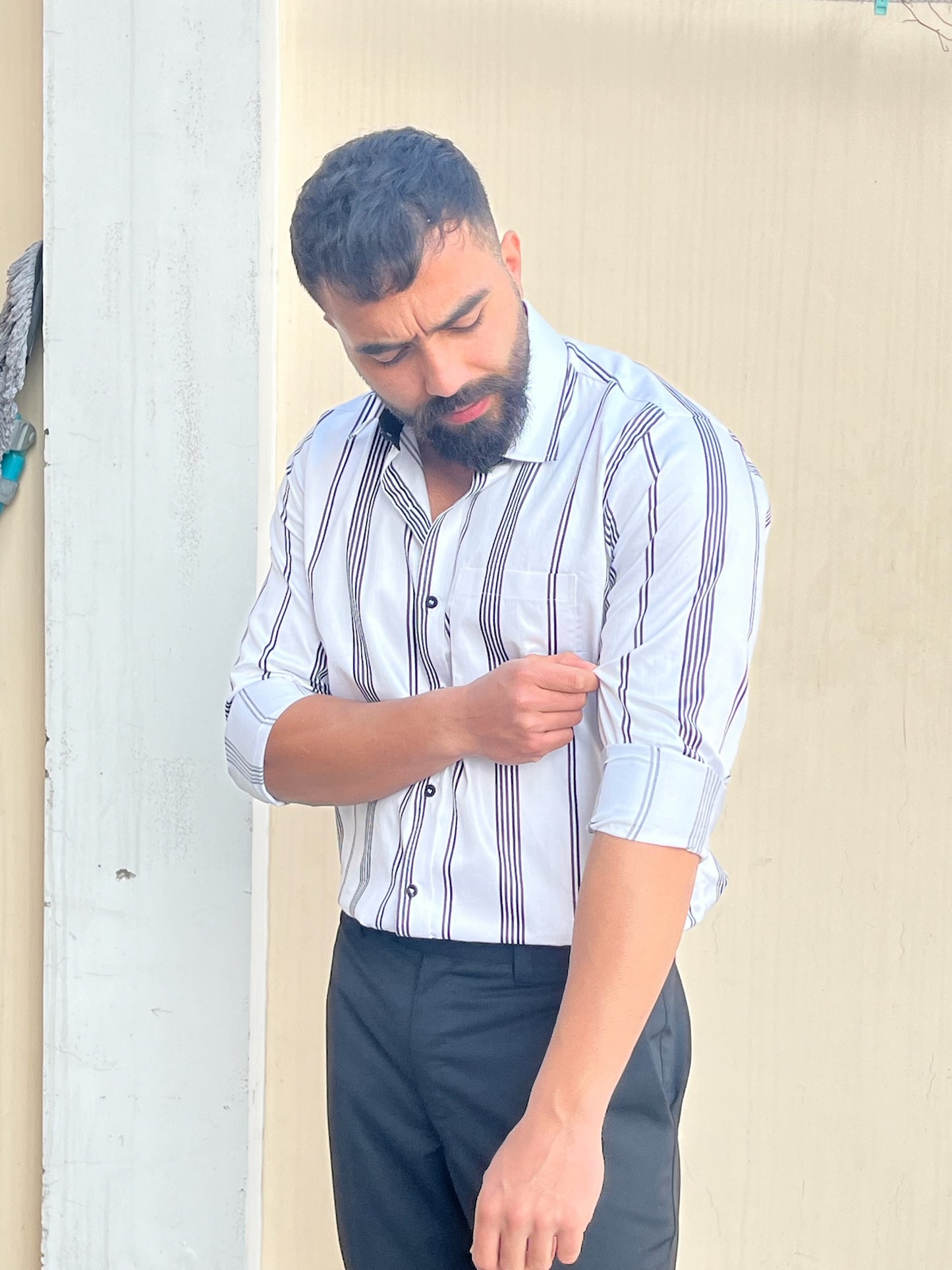 Black Brown White Stripes Shirt