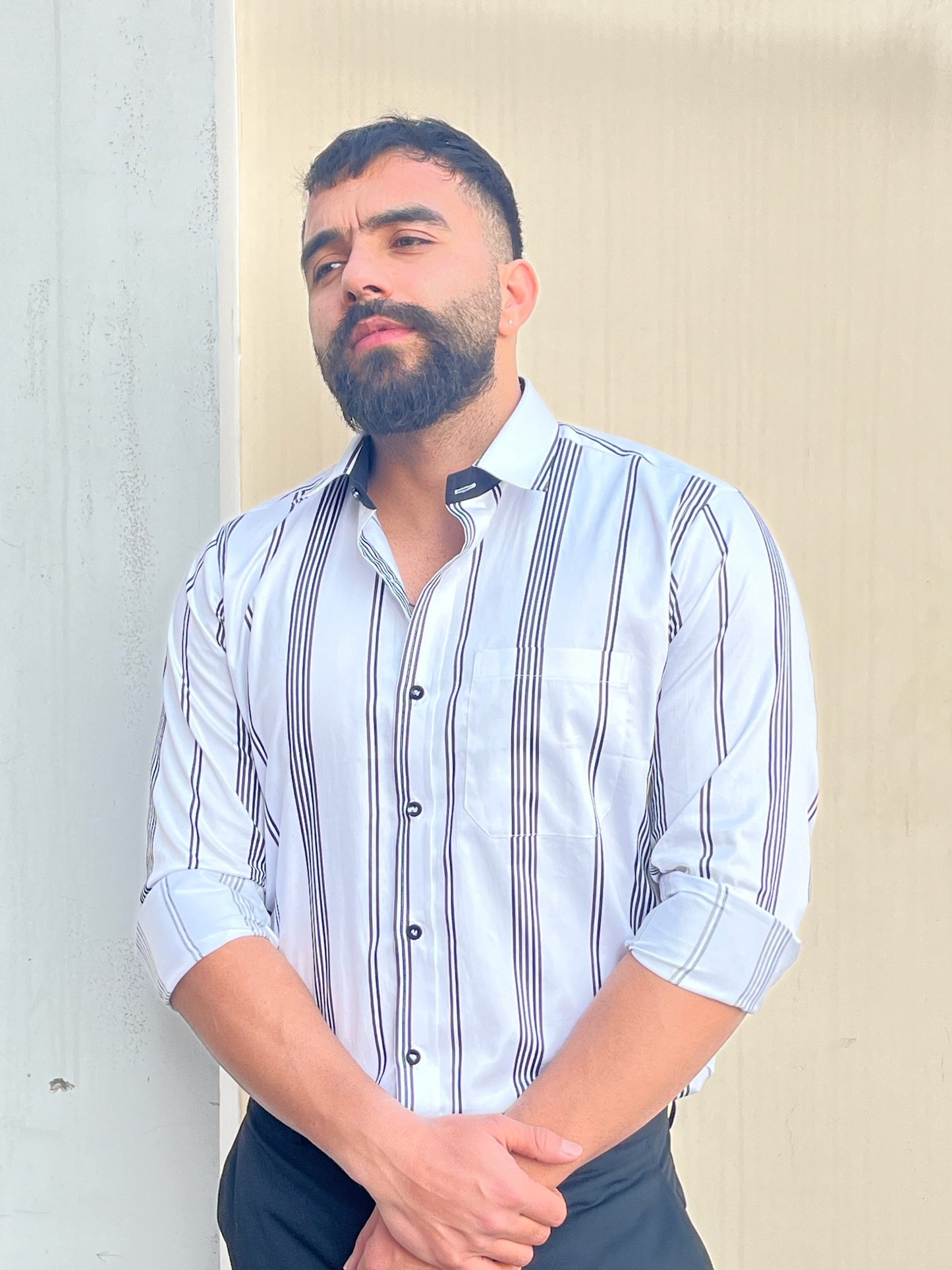 Black Brown White Stripes Shirt