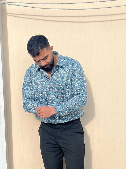 Blue Abstract Printed Shirt