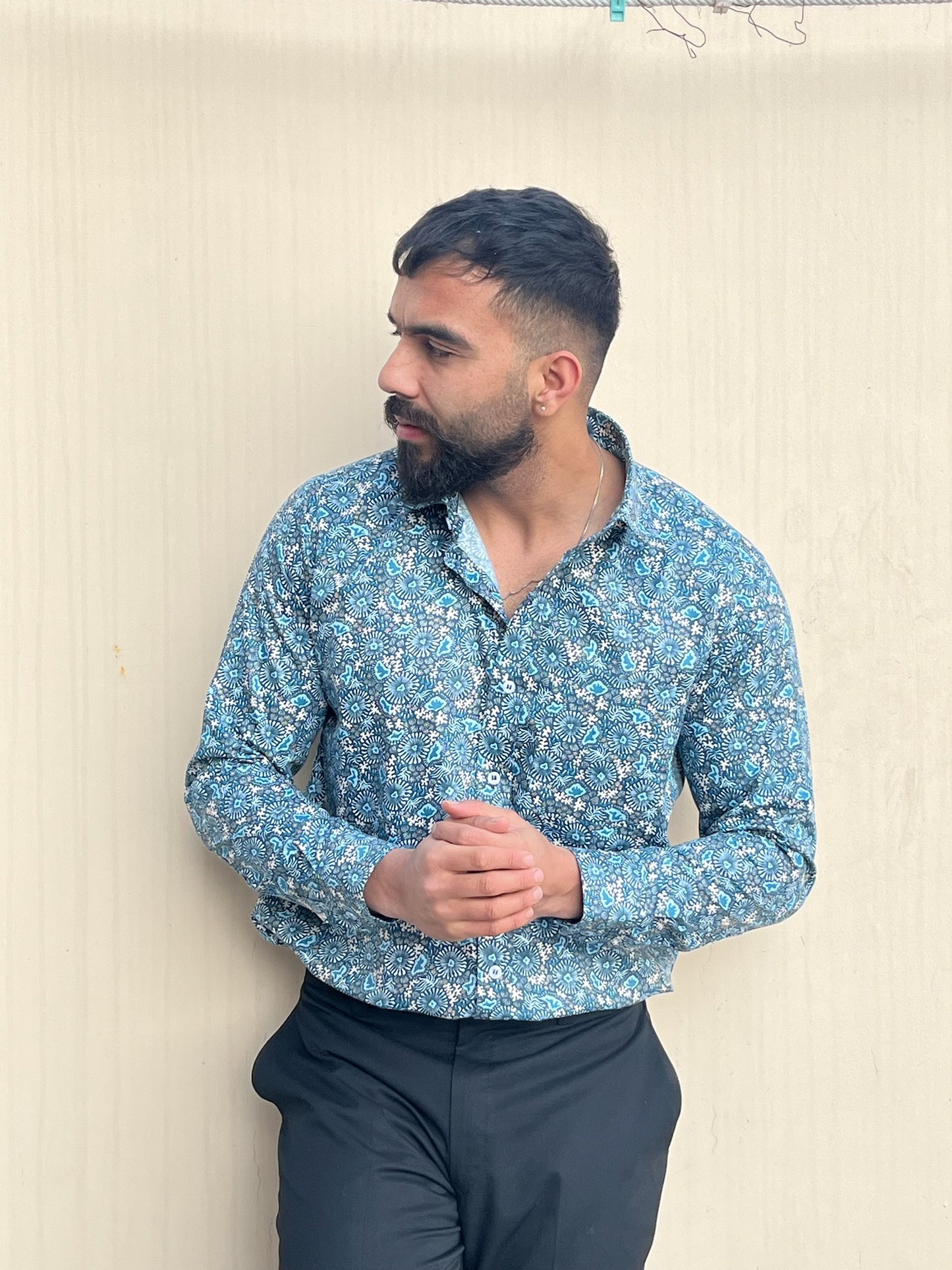 Blue Abstract Printed Shirt