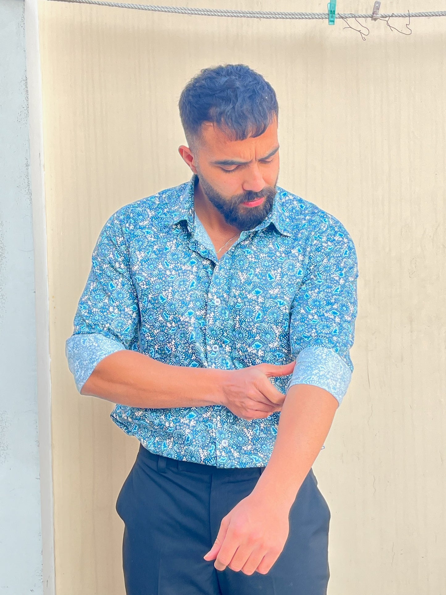 Blue Abstract Printed Shirt