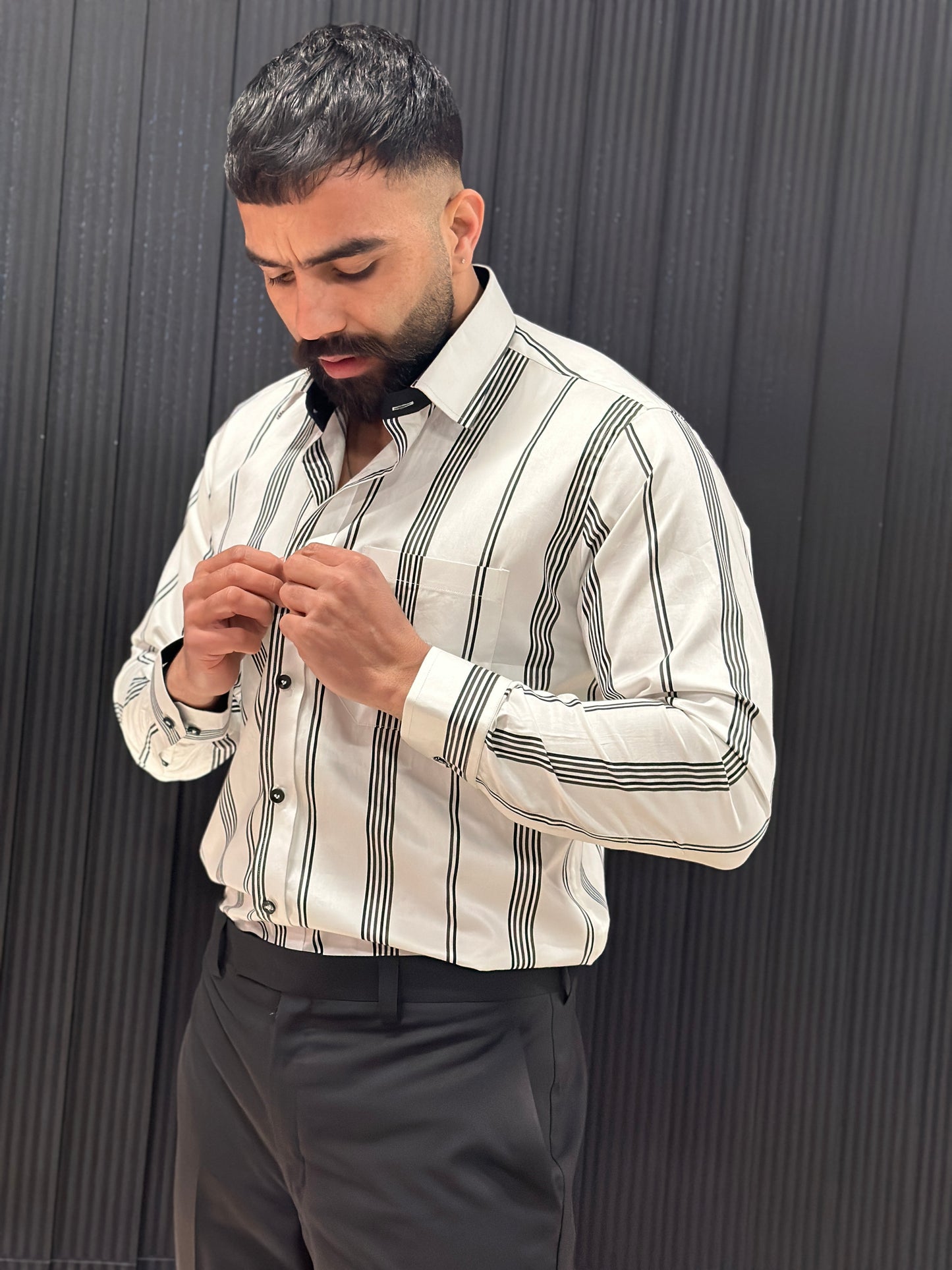 Black Brown White Stripes Shirt