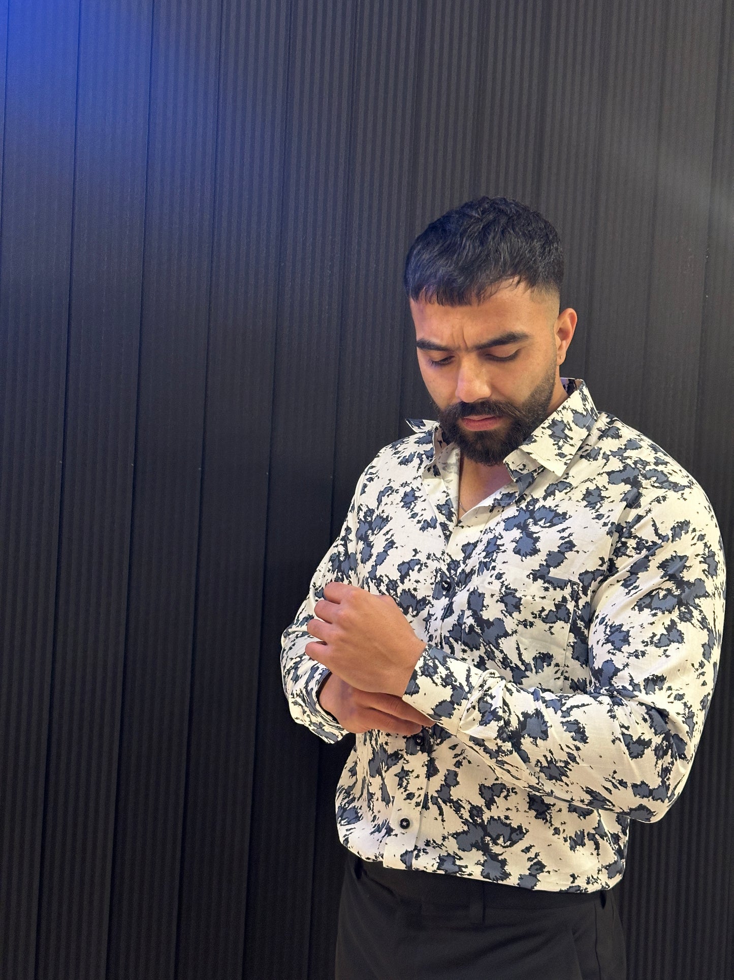 Grey Black Printed Shirt