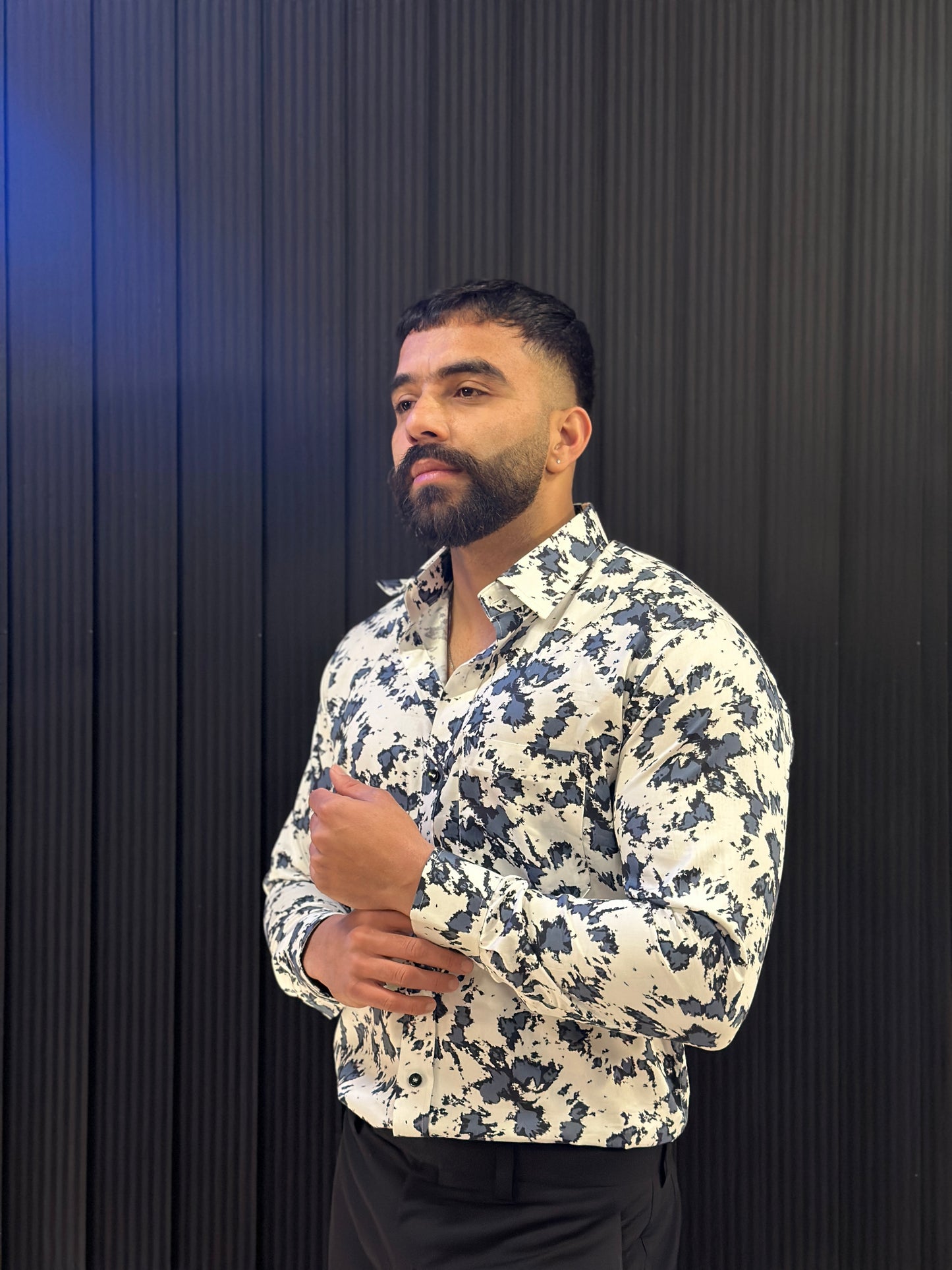 Grey Black Printed Shirt