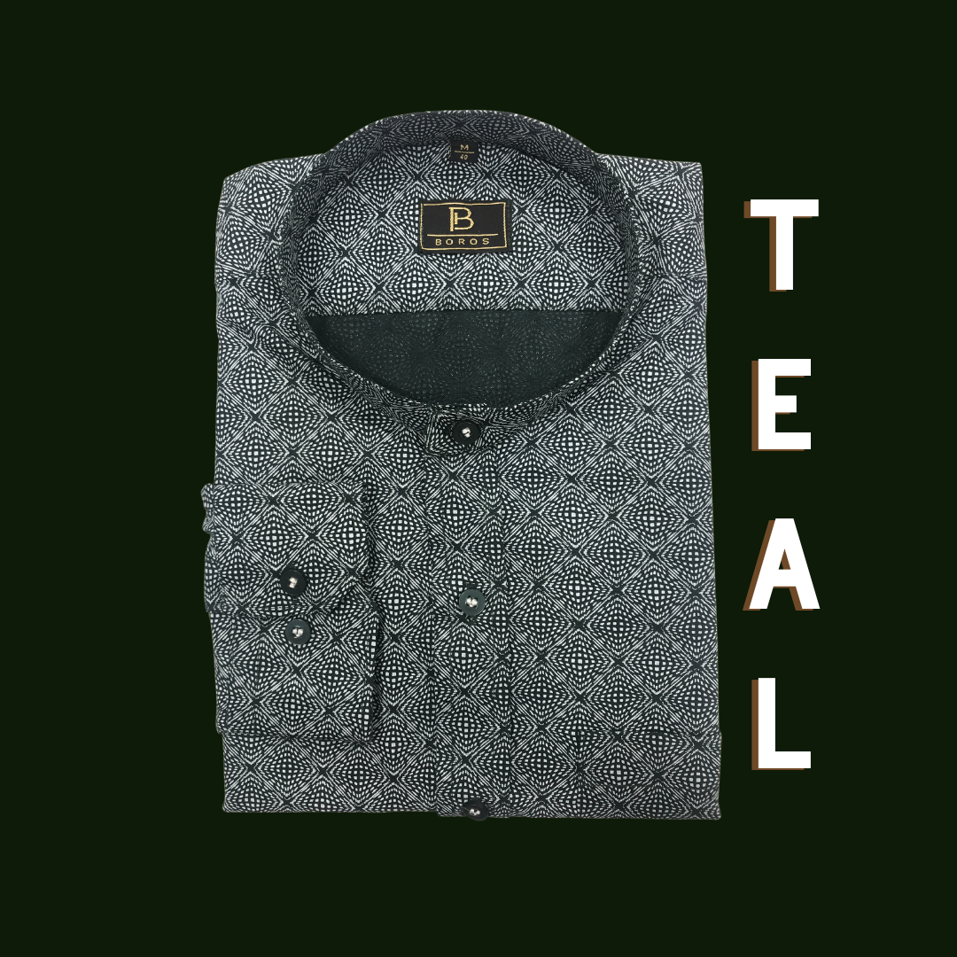 Dark Green Square Printed Shirt