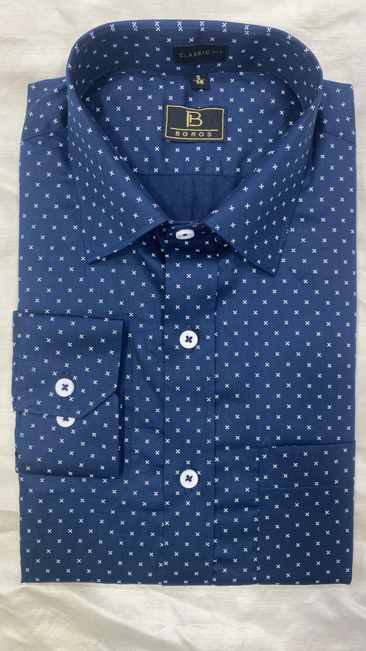 Cobalt Dark Blue Print Shirts