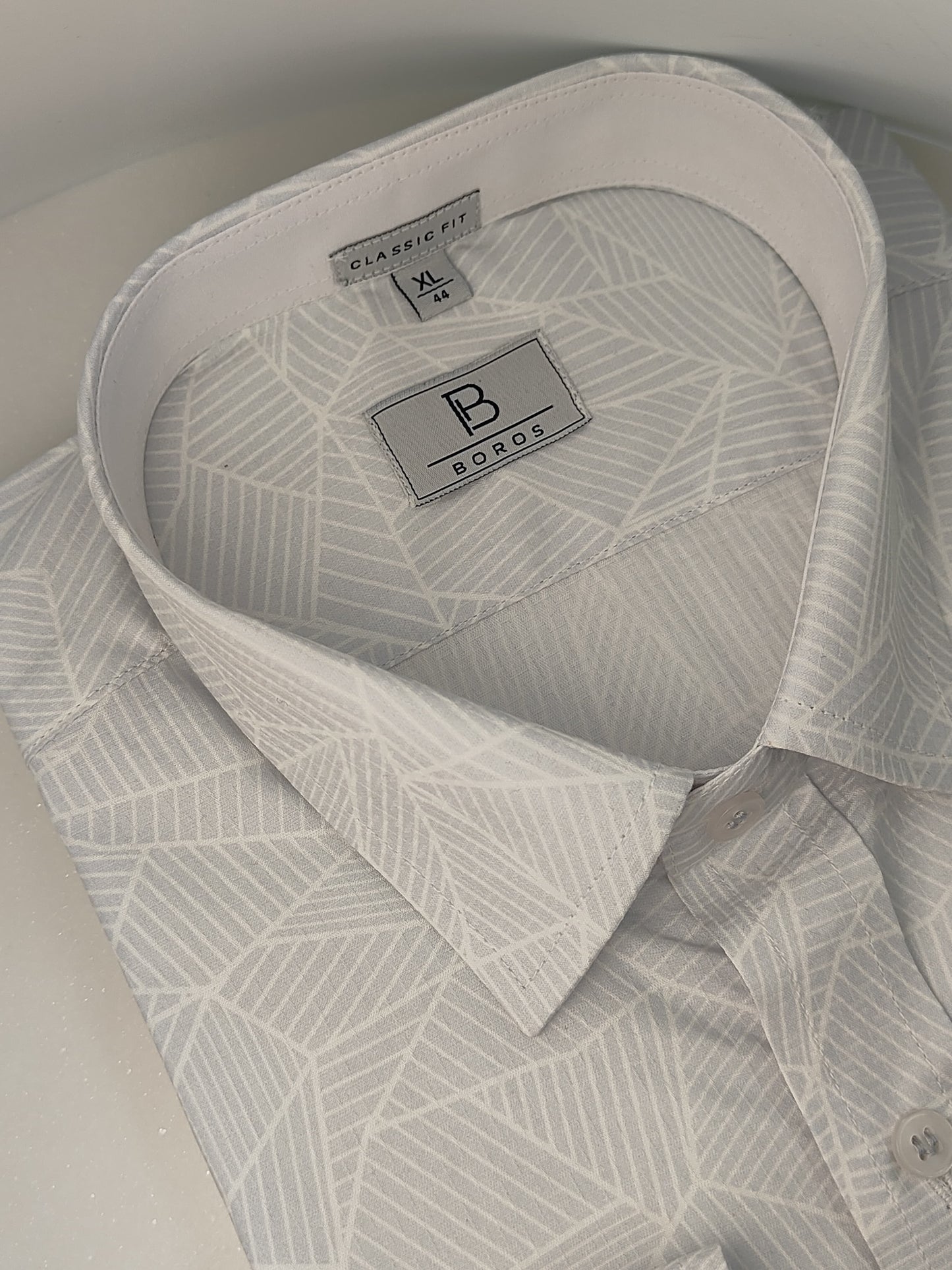 Satin Light Grey Print Shirt