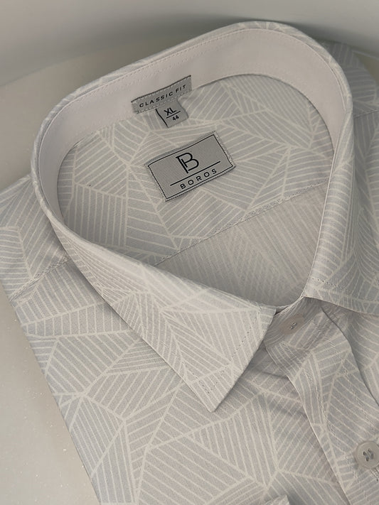 Satin Light Grey Print Shirt