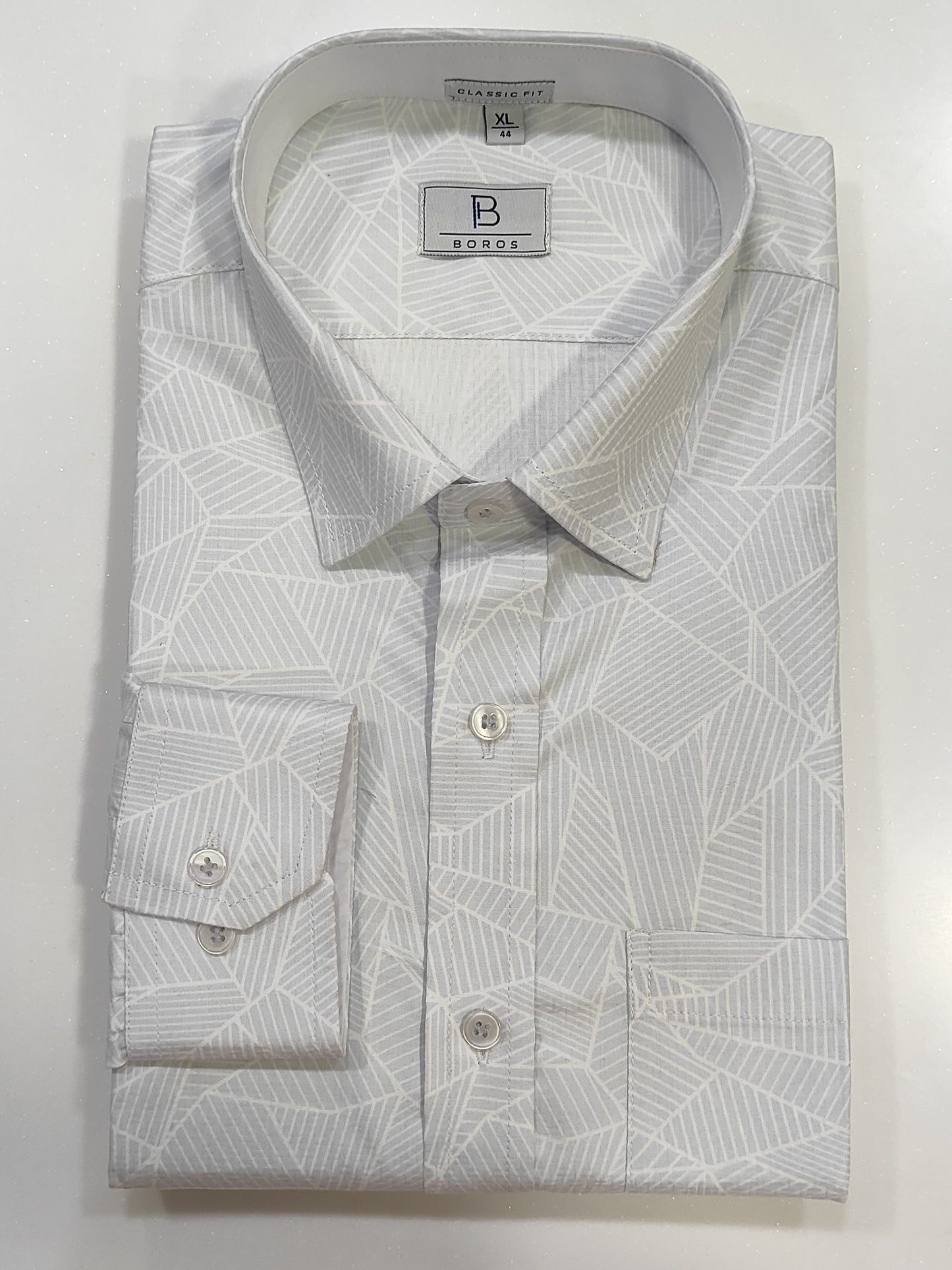 Satin Light Grey Print Shirt