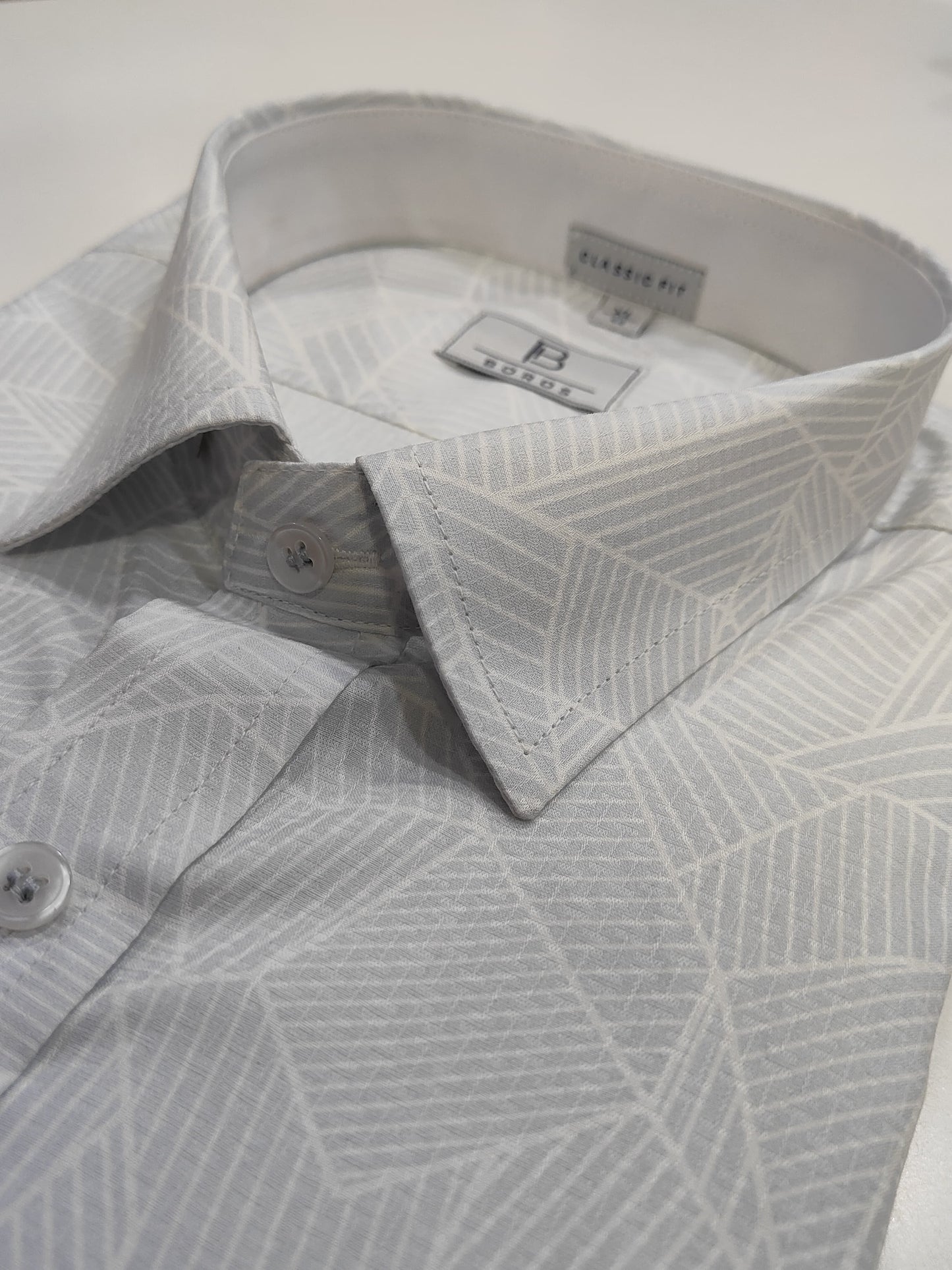Satin Light Grey Print Shirt