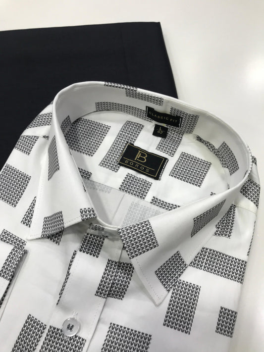 Glowic White Print Shirt