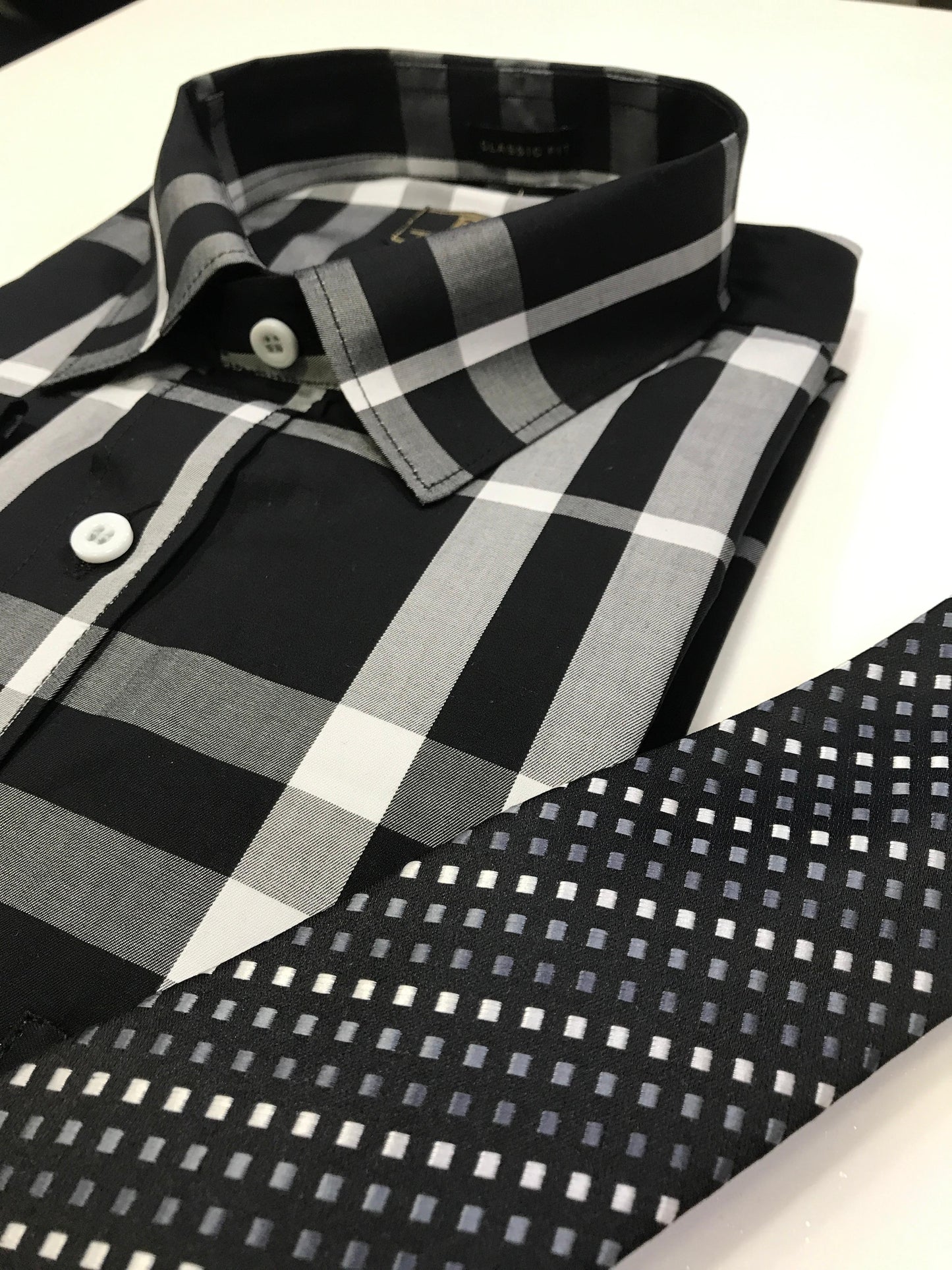 VCP Black & Silver Checks Shirt