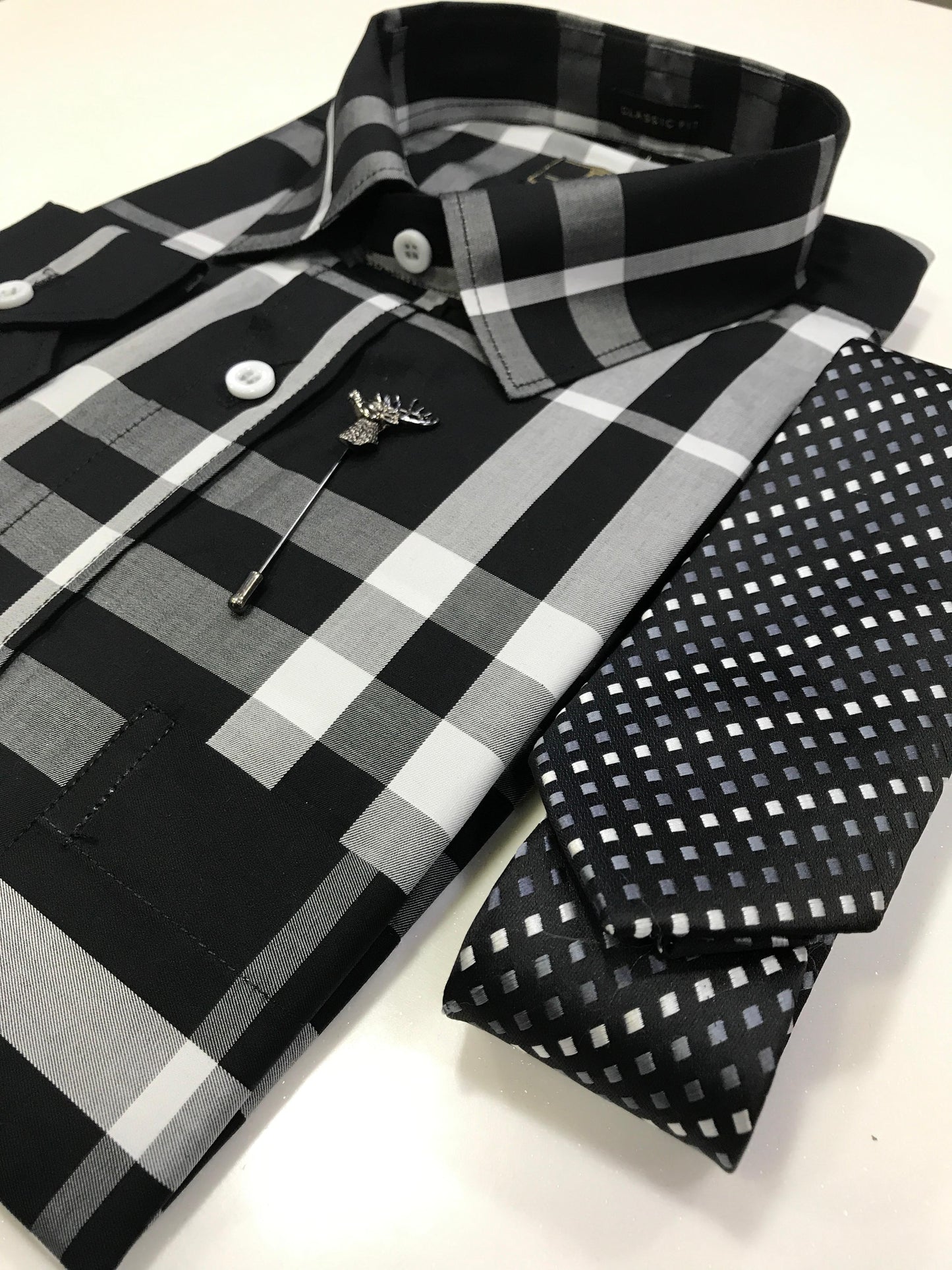 VCP Black & Silver Checks Shirt