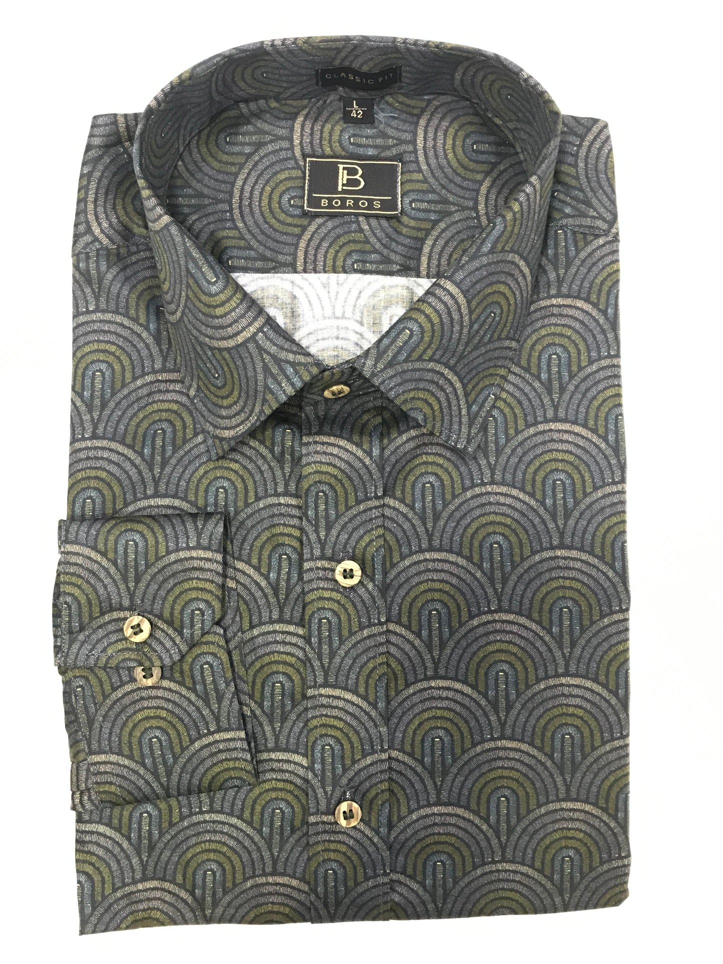 Black Green Grey Printed Shirt