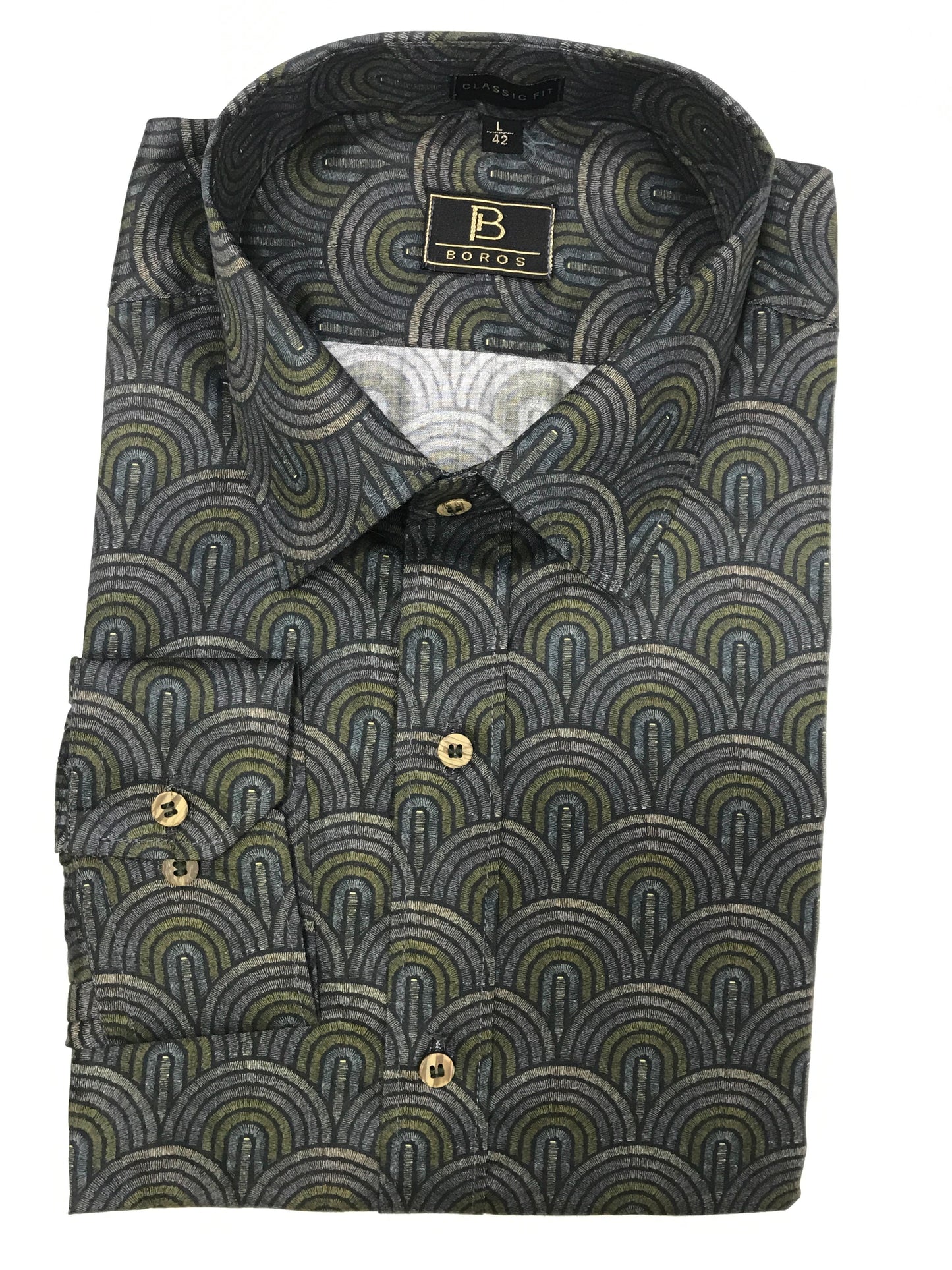 Black Green Grey Printed Shirt