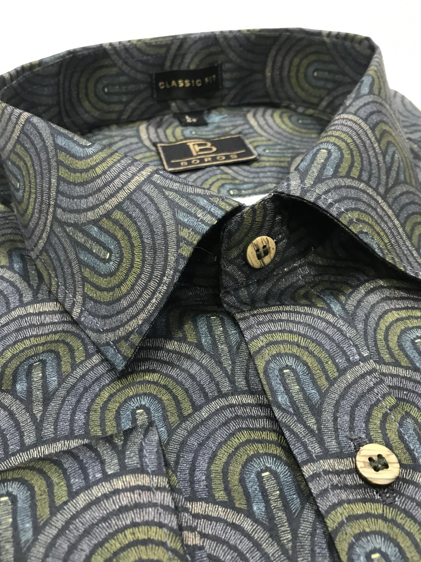 Black Green Grey Printed Shirt