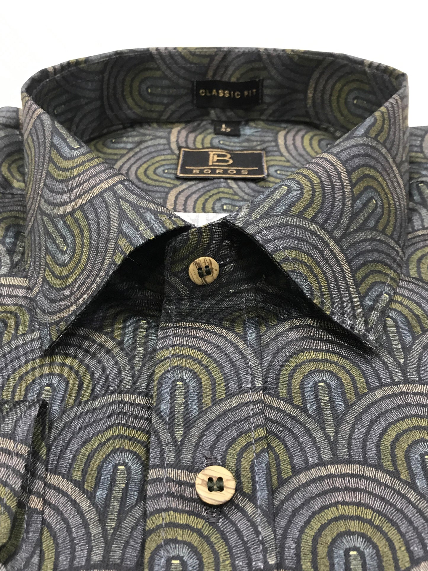 Black Green Grey Printed Shirt