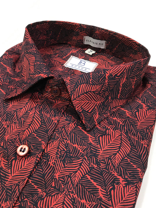 Chilli Red Black Printed Shirt