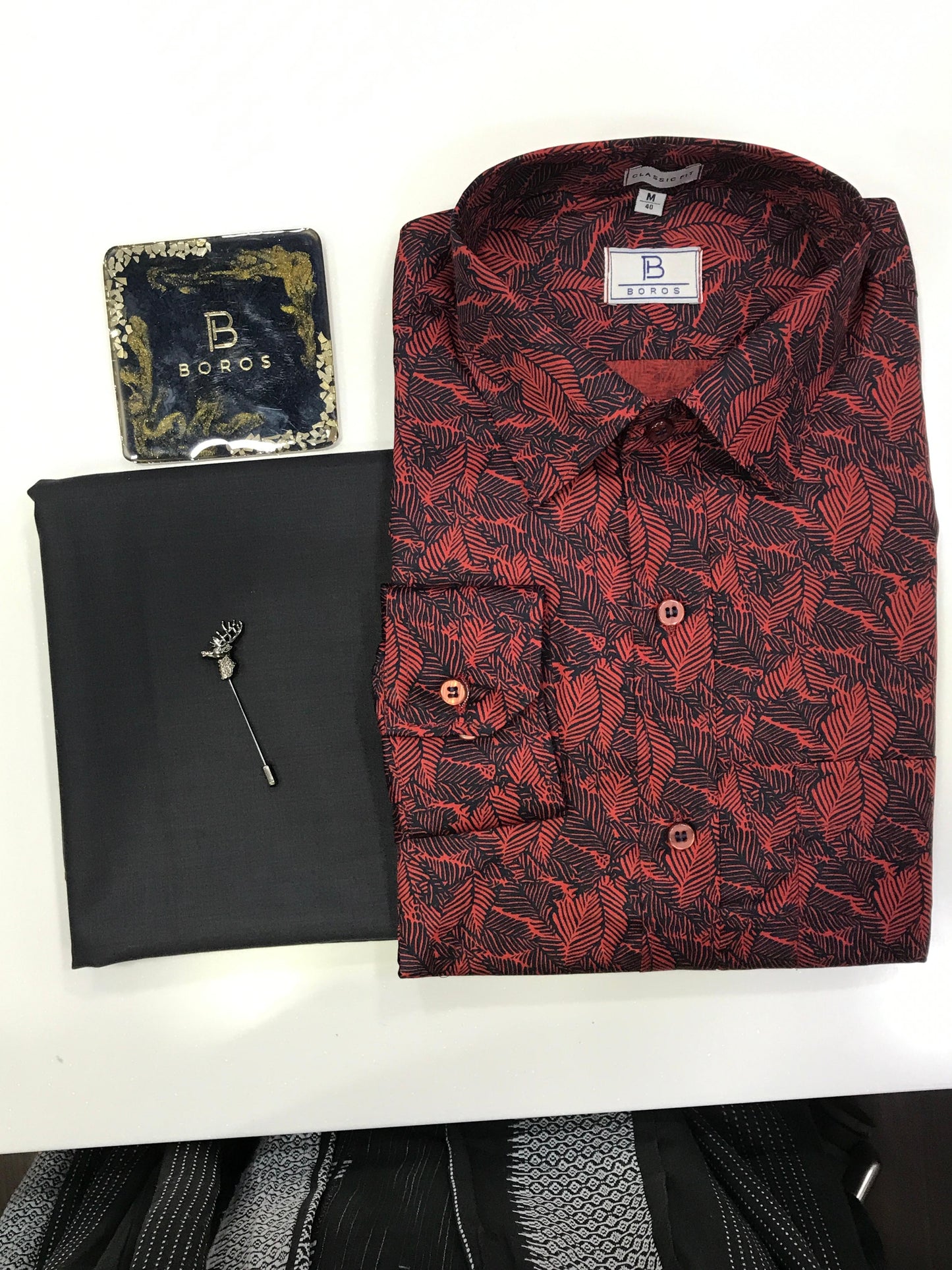 Chilli Red Black Printed Shirt