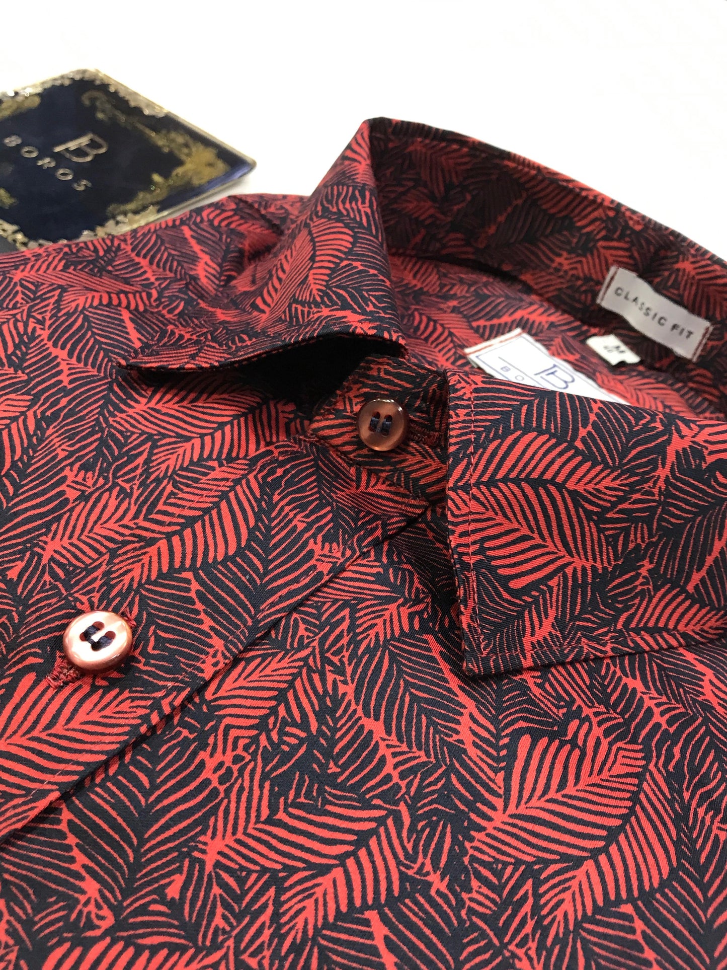 Chilli Red Black Printed Shirt