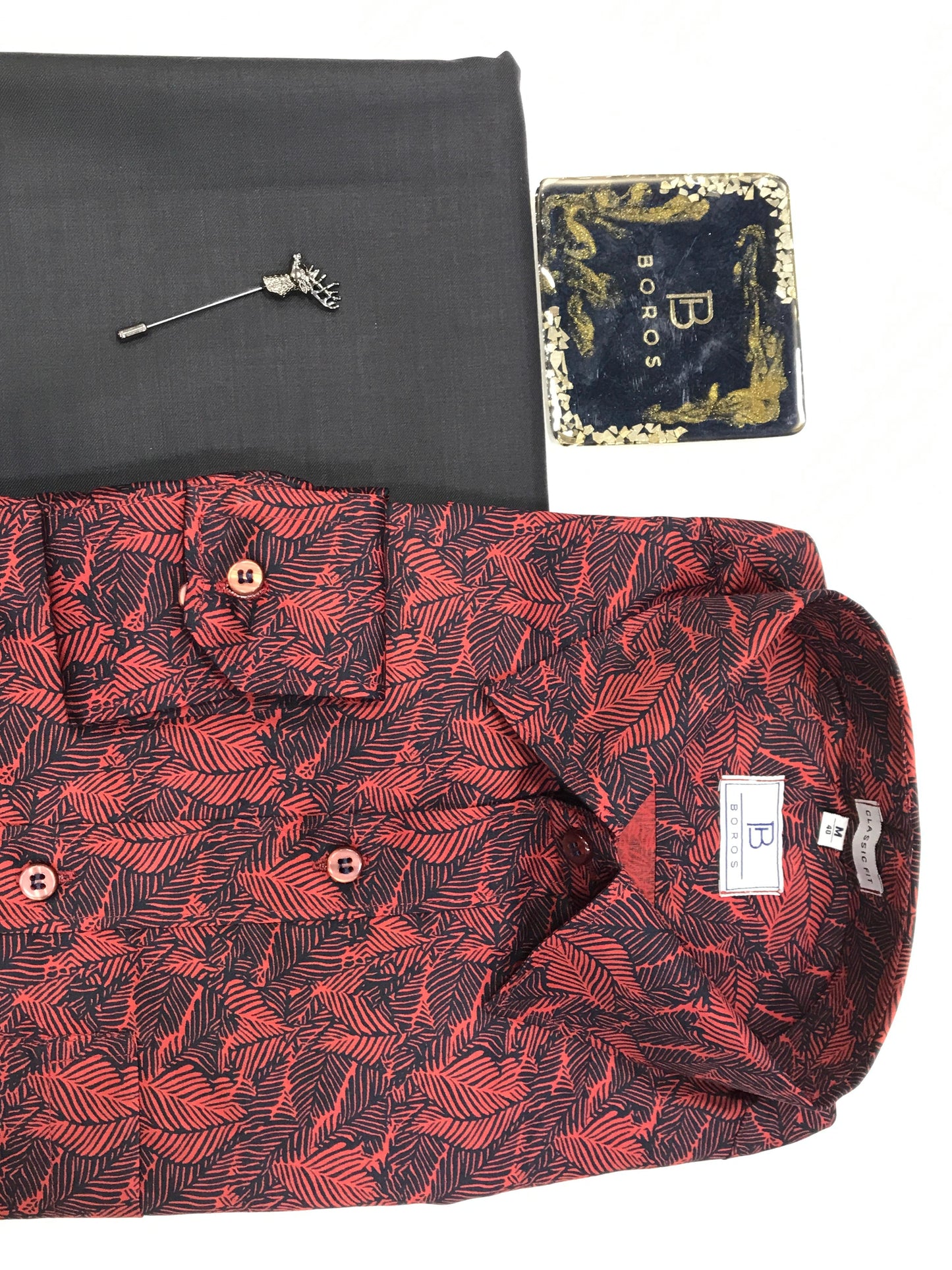Chilli Red Black Printed Shirt