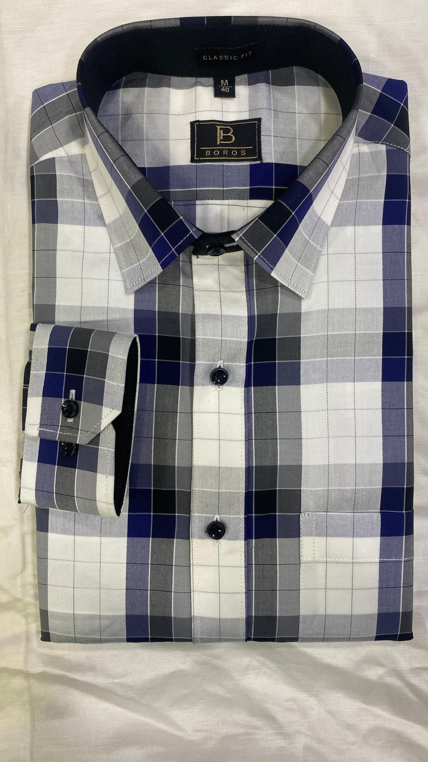 Blue Grey Black Checks Shirt