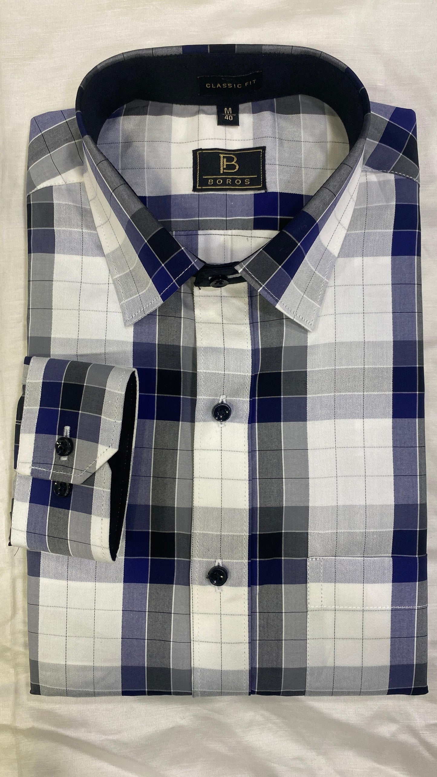 Blue Grey Black Checks Shirt