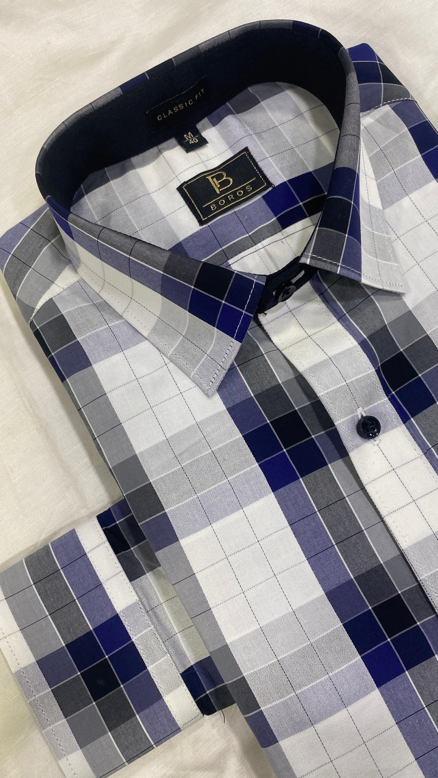 Blue Grey Black Checks Shirt